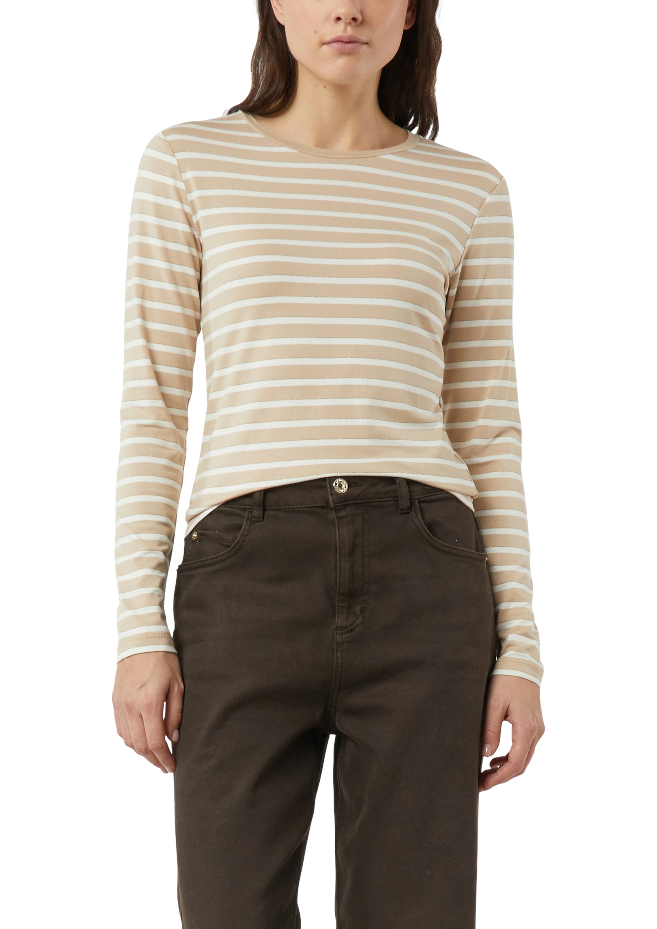 Comma Langarmshirt geringelt, mit Glitzer-Fäden günstig online kaufen