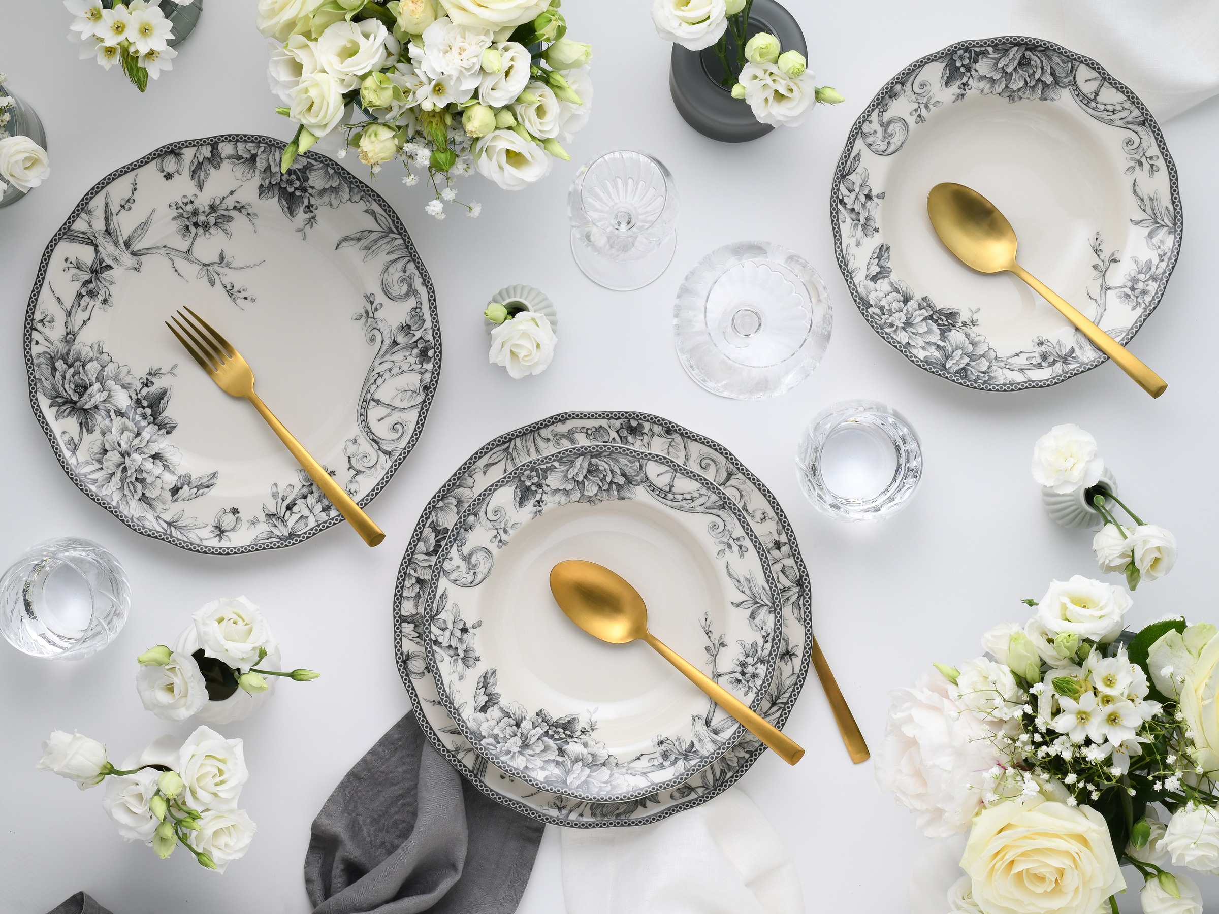 CreaTable Tafelservice »Adelaide, Service 8-tlg.« Nostalgischer Vintage Dekor, Elegante Form