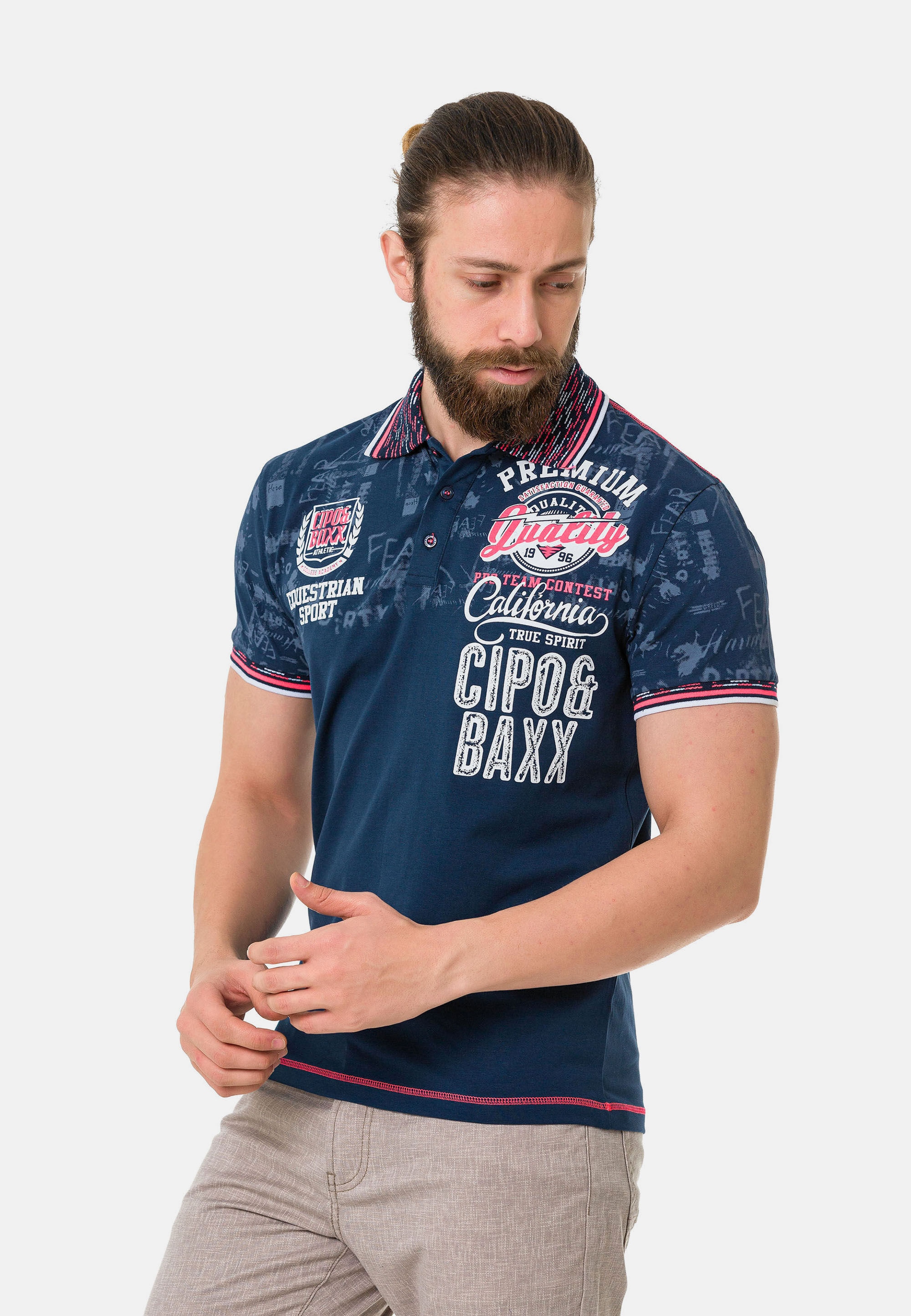 Cipo & Baxx T-Shirt »Poloshirt«, mit stylischem Print