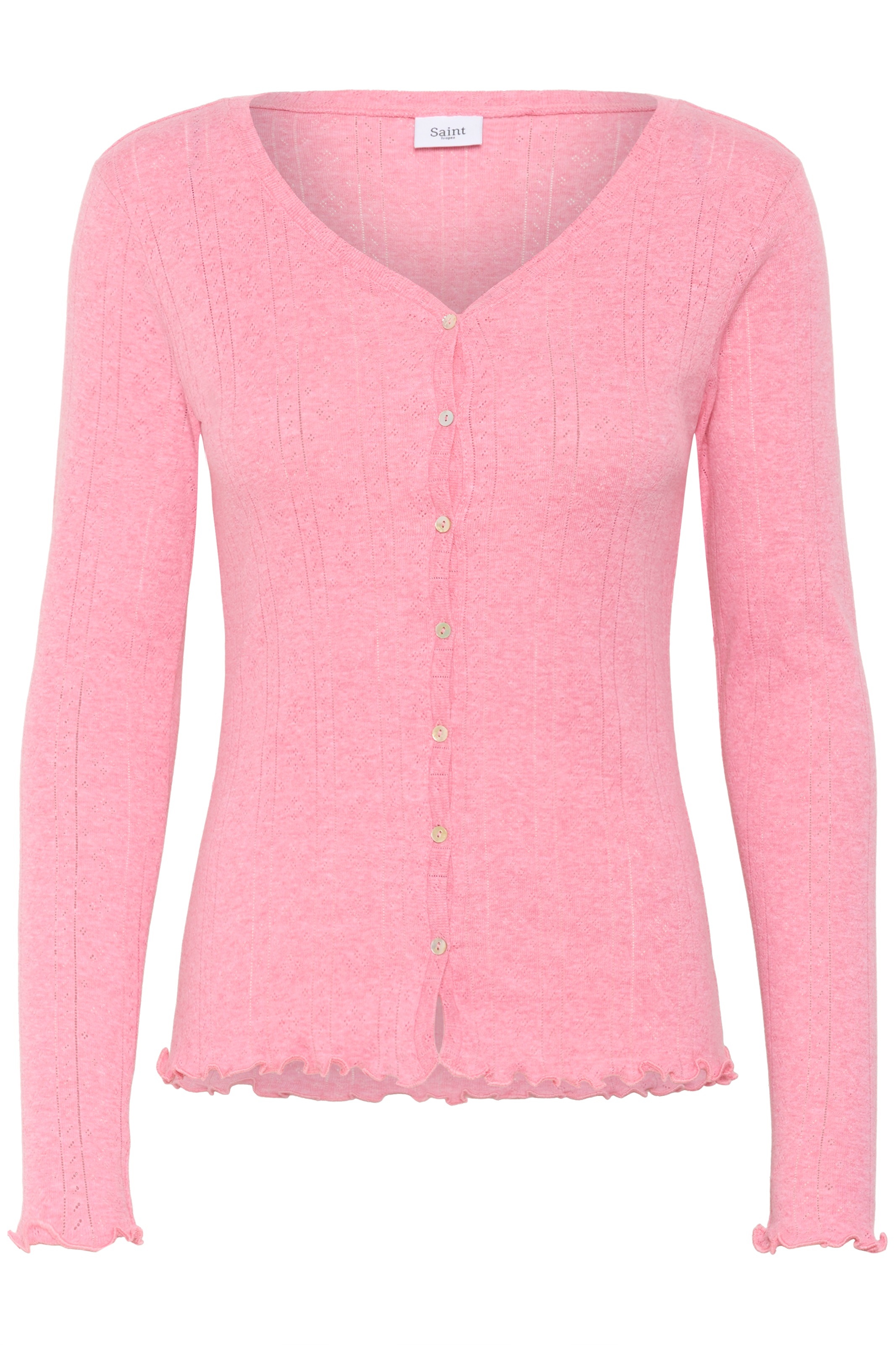 Saint Tropez Strickjacke "GruSZ Cardigan" mit Lochstickerei und gewelltem S günstig online kaufen