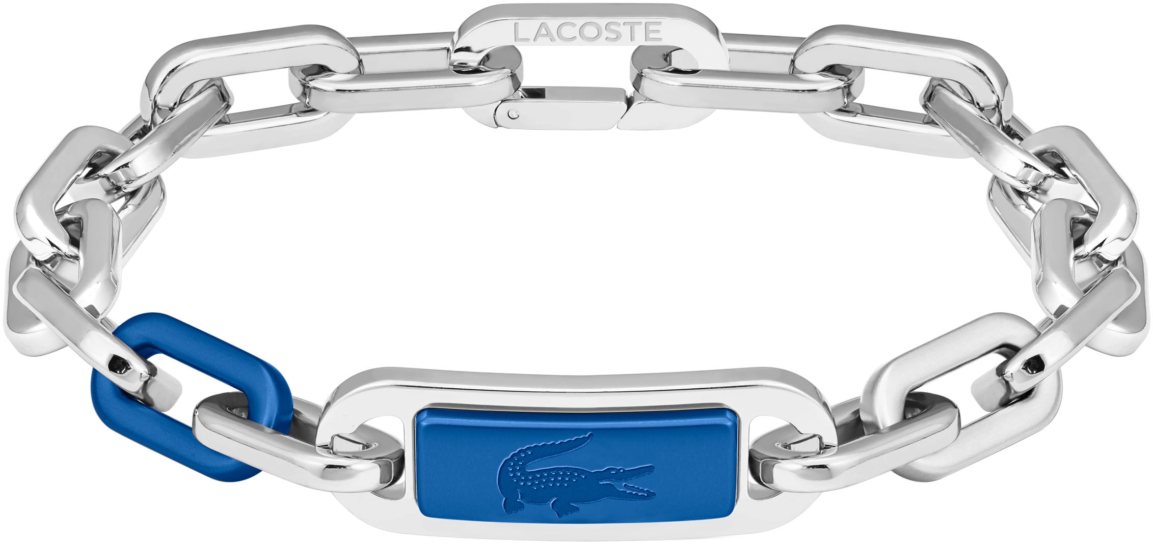 LACOSTE Herren Armkette "CREW", 19cm, Aluminium Edelstahl, blau, Aluminium, Edelstahl, Armbänder