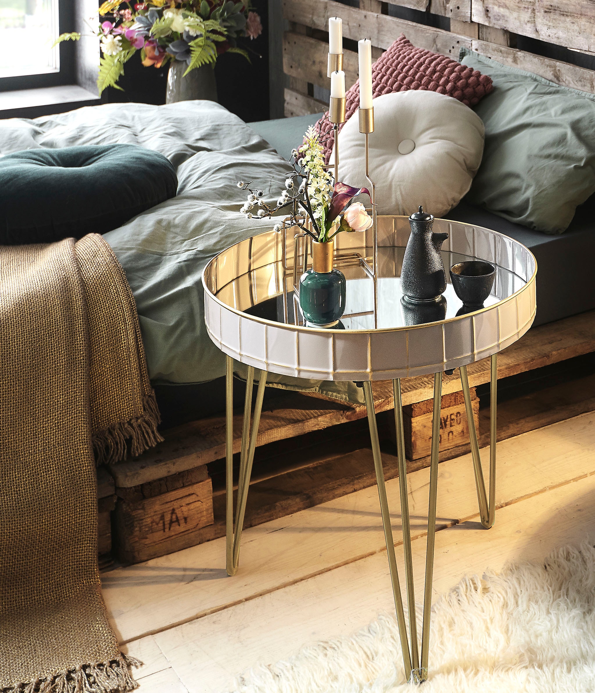 HAKU Beistelltisch »Sofatisch, Wohnzimmertisch« 1 Stk. tlg. rund - aus Metall Beige - Ø/H 51/50 cm