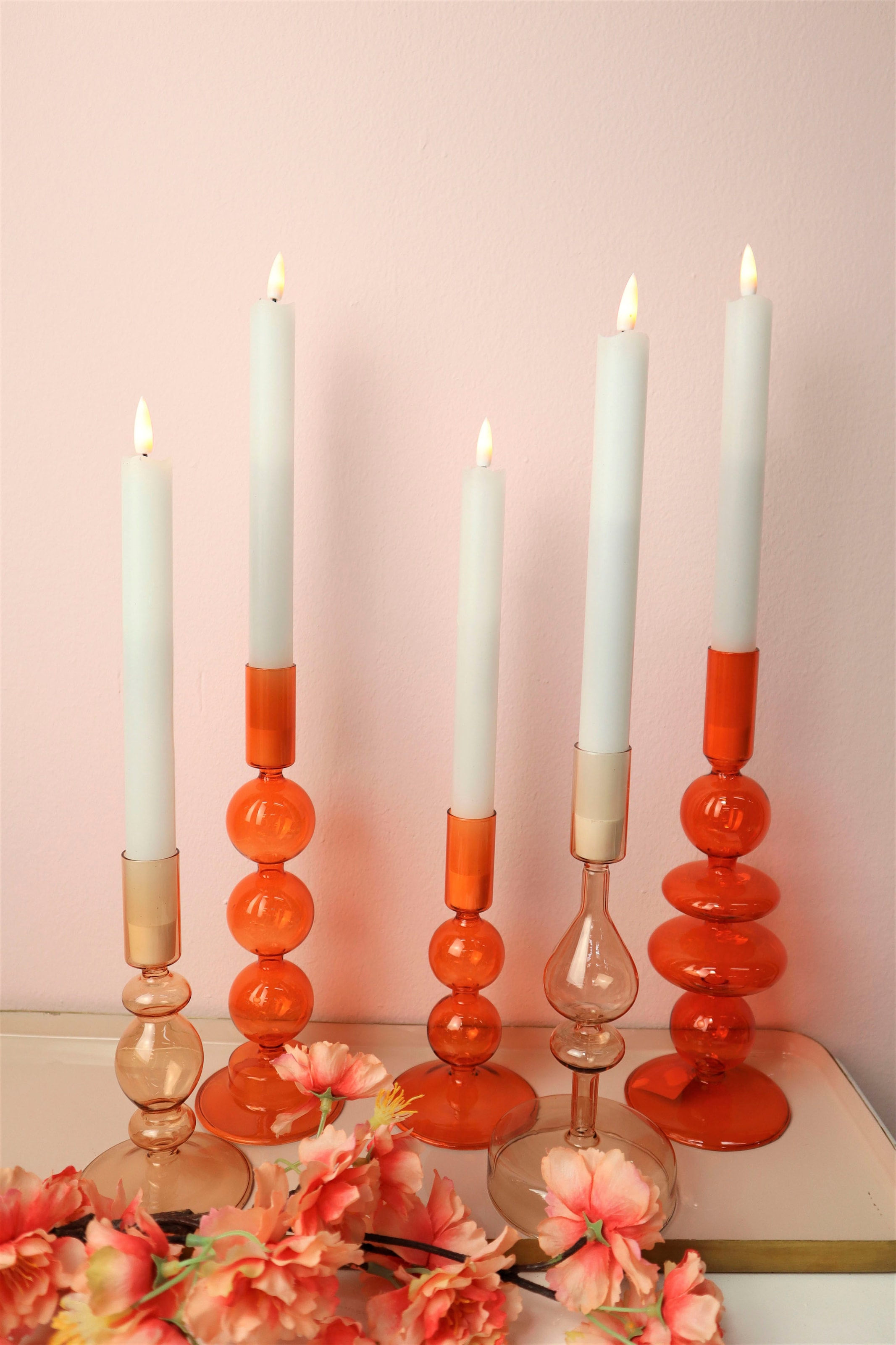 Leonique Kerzenleuchter »Jenelle«, (Set, 2 St.), Stabkerzenhalter aus Glas, Höhe ca. 24 cm