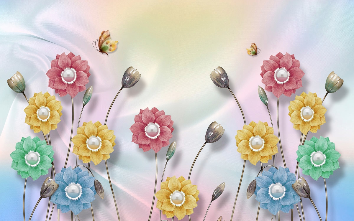 Papermoon Fototapete "Muster mit Blumen"