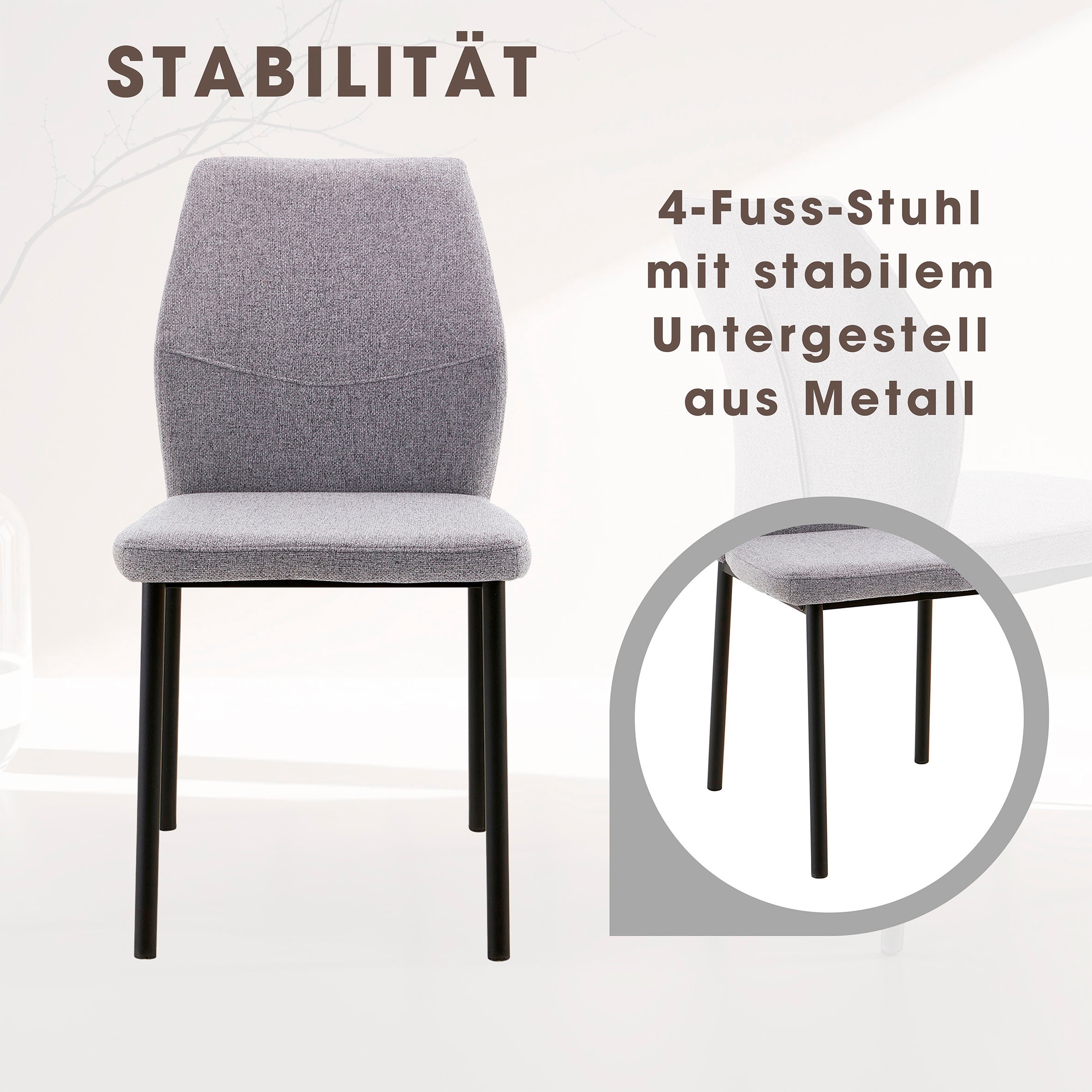 OTTO home Esszimmerstuhl »Lumos«, (Set), 2 St., Webstoff, Webstoff in vielen Farben erhältlich mit stabilem Metalluntergestell