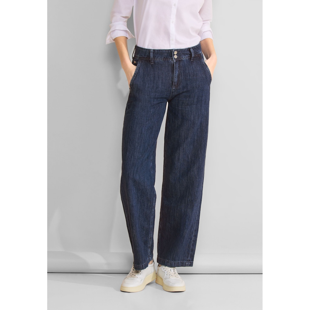 STREET ONE High-waist-Jeans, mit 2-Knopf-Verschluss