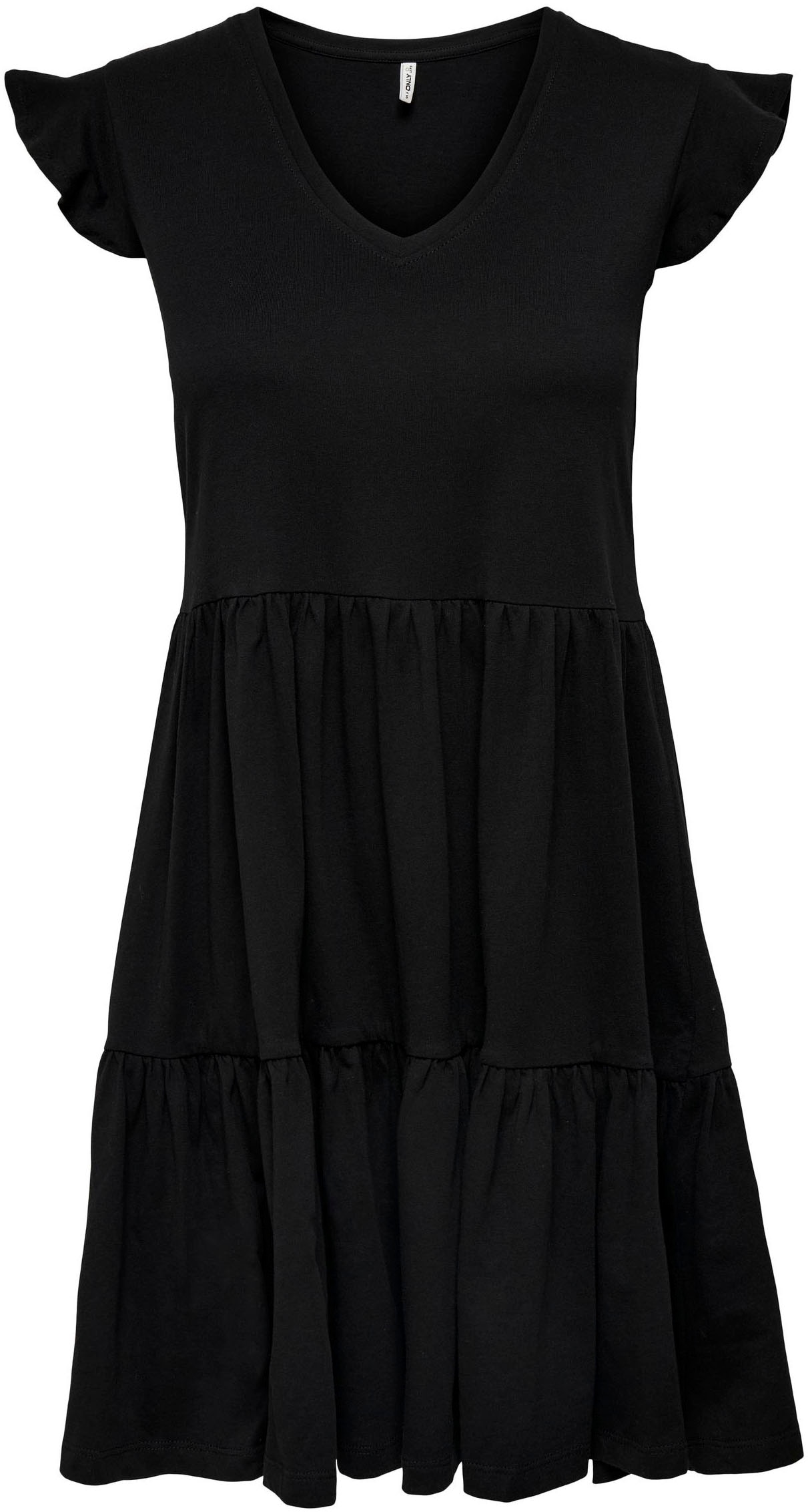 ONLY ONLMAY LIFE CAP SLEEVES FRILL DRESS - Jersey dress - black
