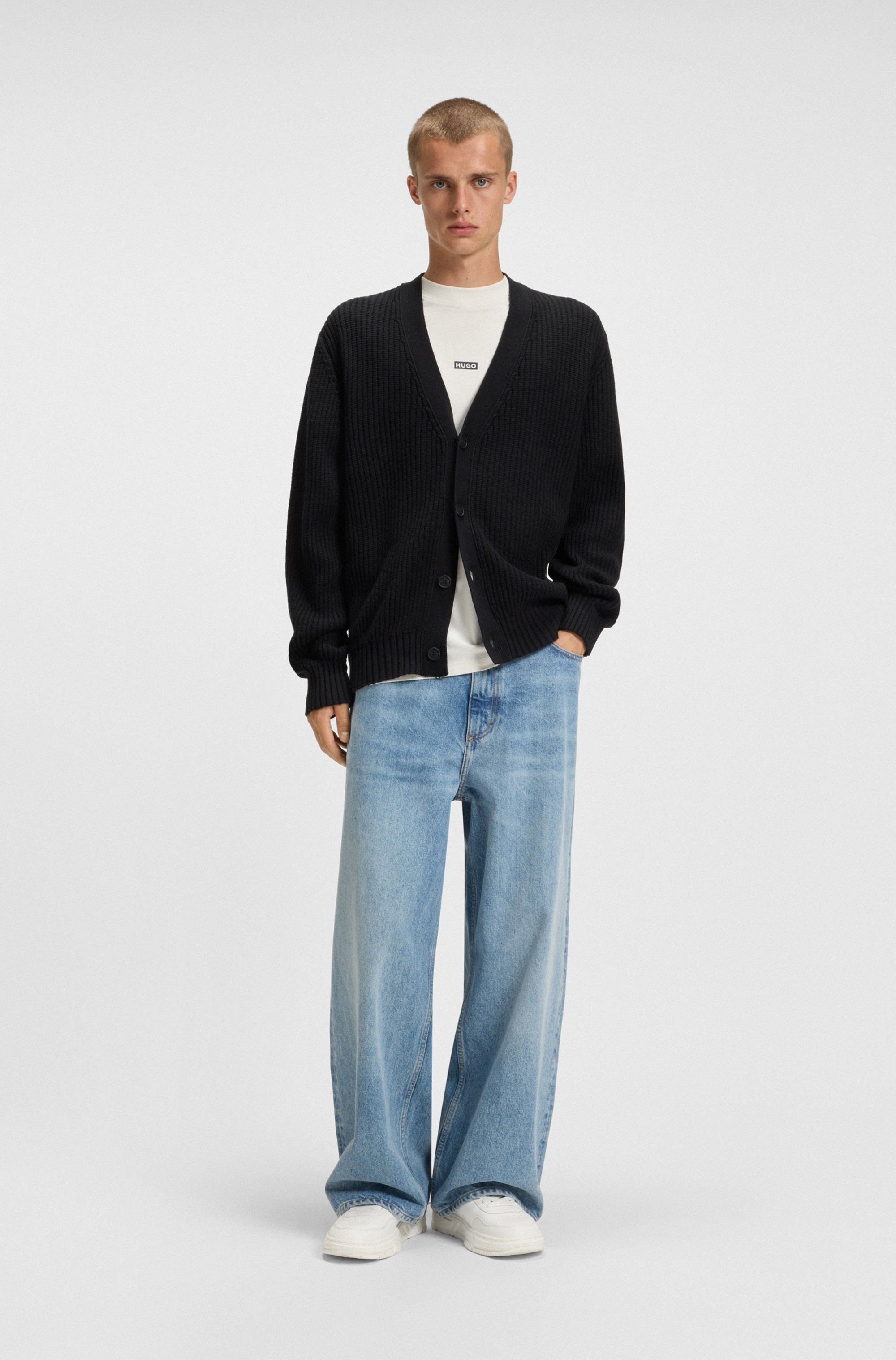 Thumbnail - HUGO Blue T-Shirt "Nalono" mit Logodruck, Oversized Look mit Backprint