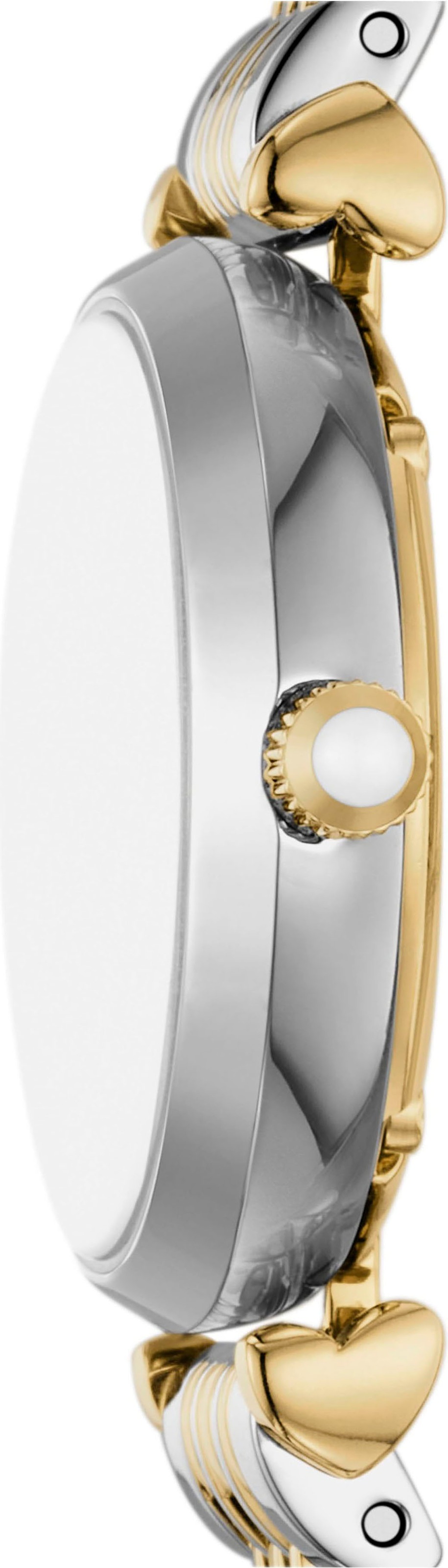 Emporio Armani Quarzuhr, (Set, 2 tlg., mit Armreif), Armbanduhr, Damenuhr, Edelstahlarmband, Ideal auch als Geschenk