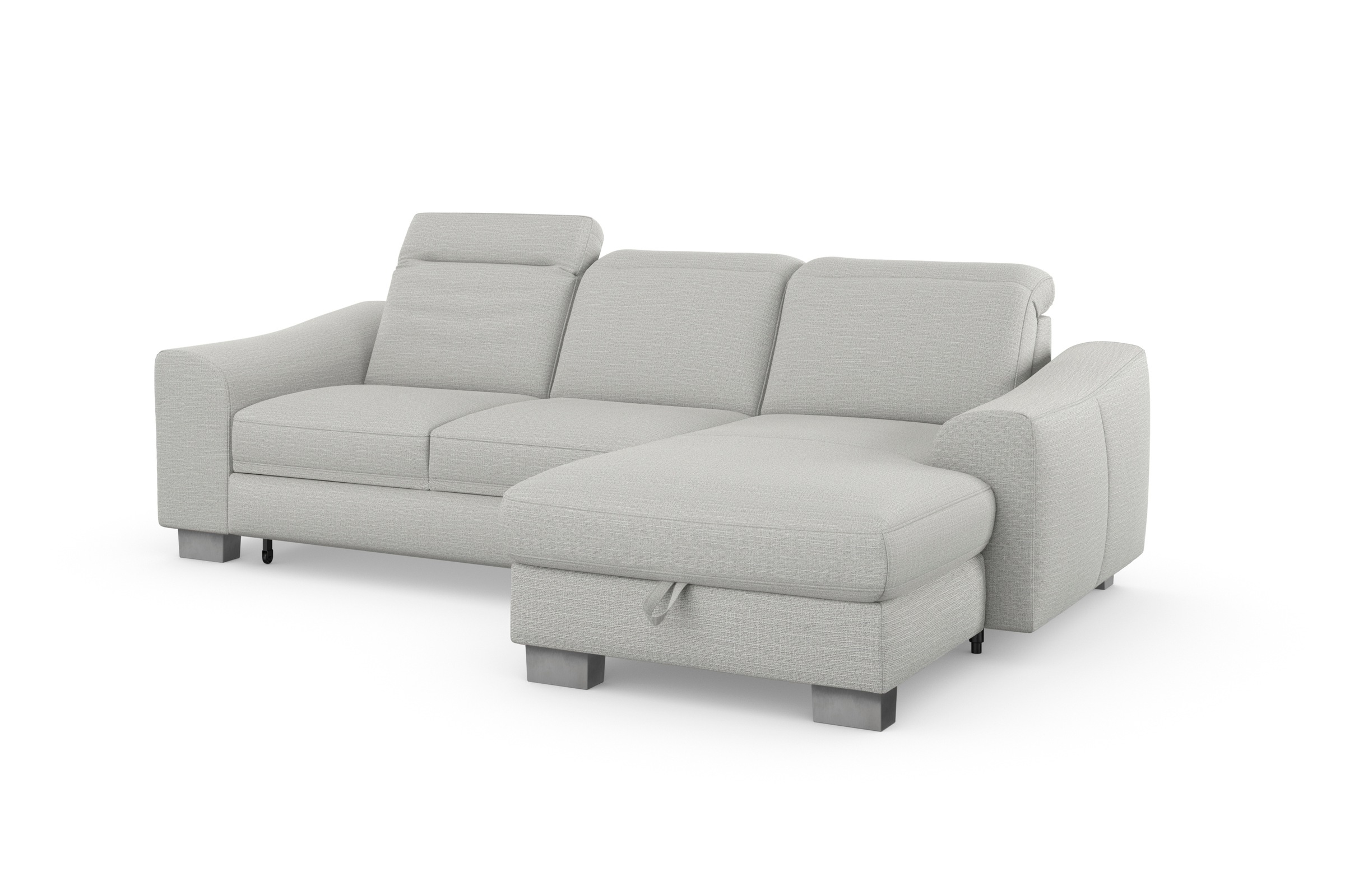 Ecksofa SIT & MORE "Dundee L-Form", silber, B:264cm H:86cm T:175cm, Sofas, Ecksofa, mit Federkern und Edelstahlfüßen, wahlweise mit Kopfteilverstellung 9