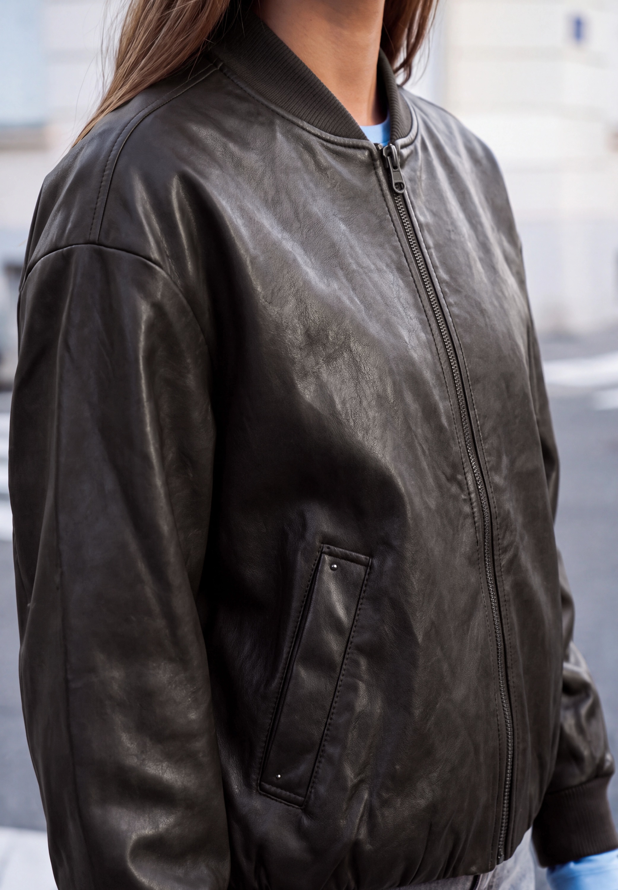 STREET ONE STUDIO Lederimitatjacke ohne Kapuze mit Elastikbund