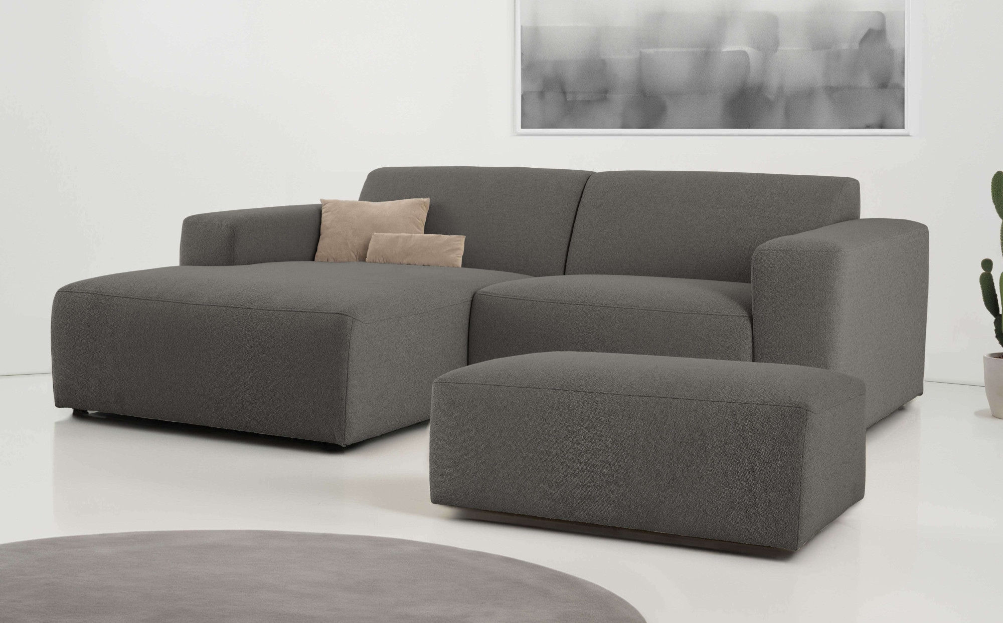 INOSIGN Ecksofa »Koa,228cm, L-Form, Modulsofa, Webstoff, Cord, Struktur«, Designsofa, Set, Hocker inklusive, weicher Lounge-Sitzkomfort