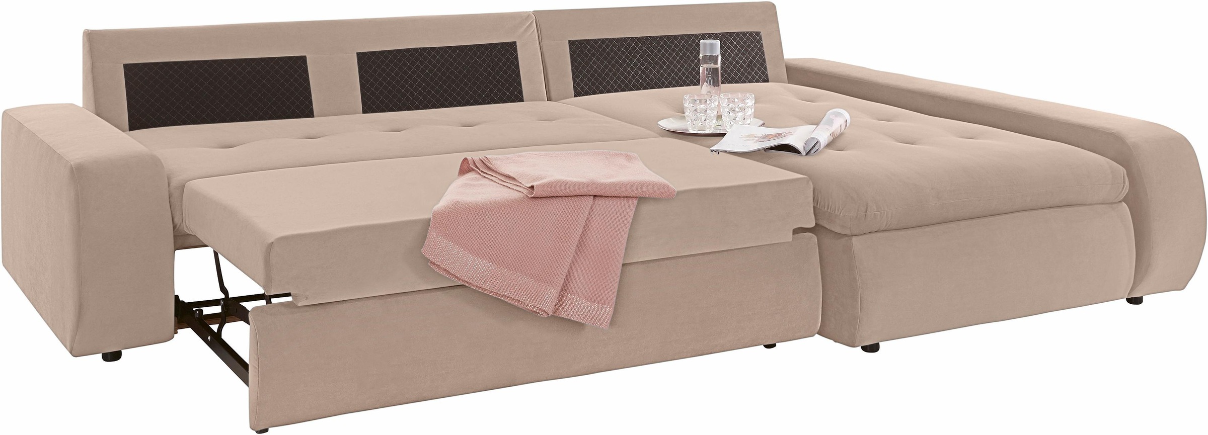 TRENDMANUFAKTUR Ecksofa »Indie II, tolle Detailverarbeitung, bequem und komfortabel im Sitz«, XL und XXL, wahlweise mit Bettfunktion, L-Form
