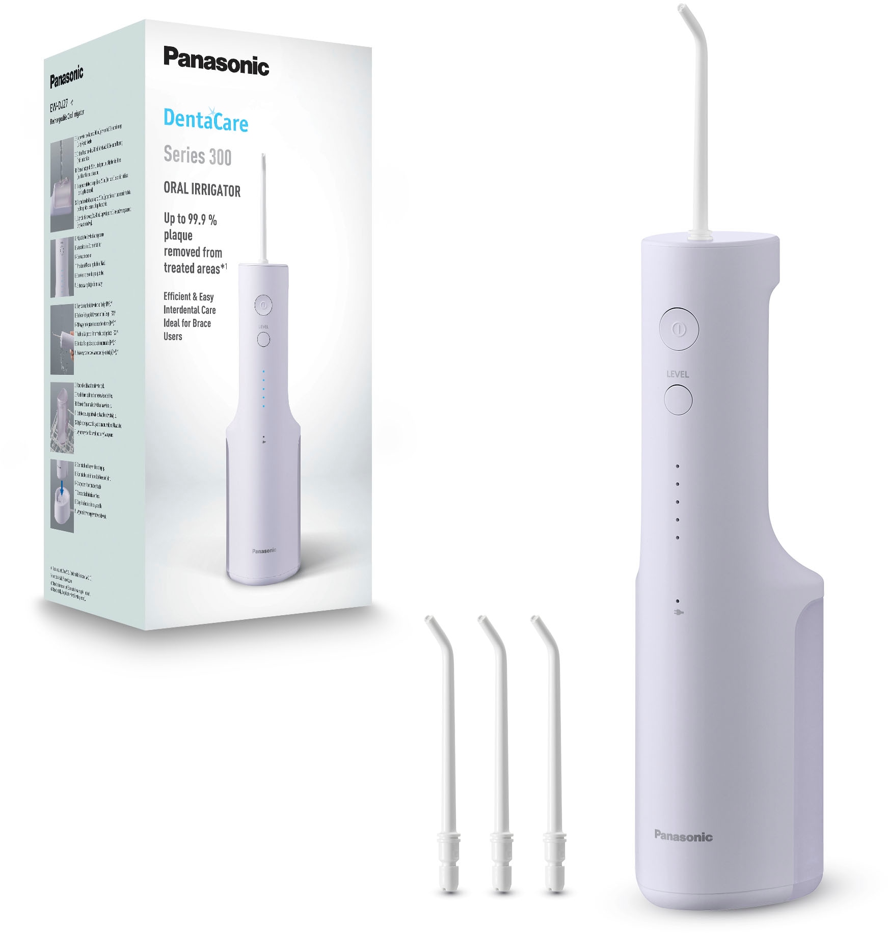 PANASONIC Munddusche "EW-DJ27-V303", lila, Kunststoff, B:65cm H:22cm T:85cm, Mundduschen, Kabellos, 5 Stufen, 200 ml Wassertank, kontaktloses Laden