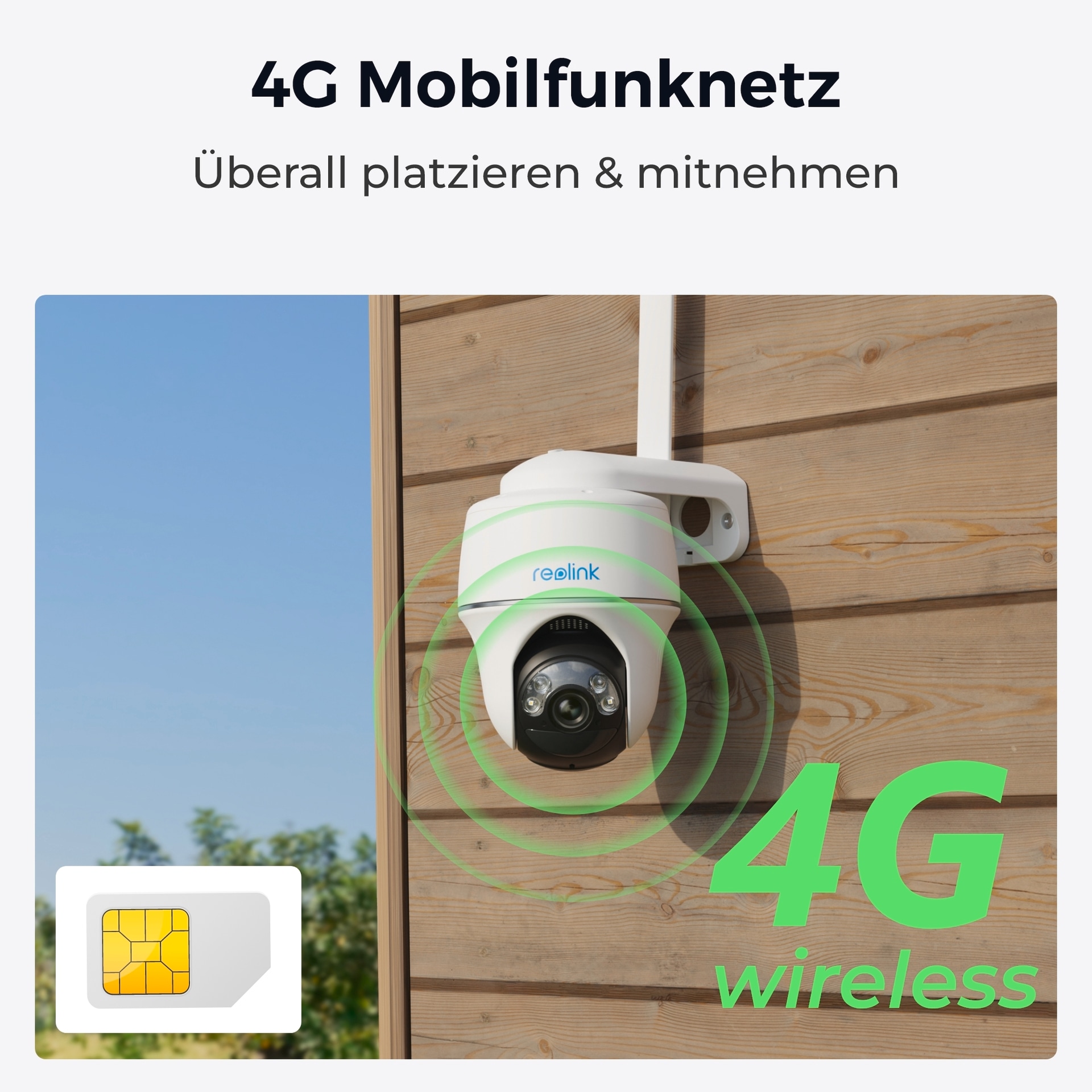 Reolink Überwachungskamera »Go Series G430 - 5MP Akku-Außenkamera, 4G LTE Netzwerk«, Außenbereich, Personen-/Fahrzeug-/Tiererkennung, 355° Pan & 140° Tilt