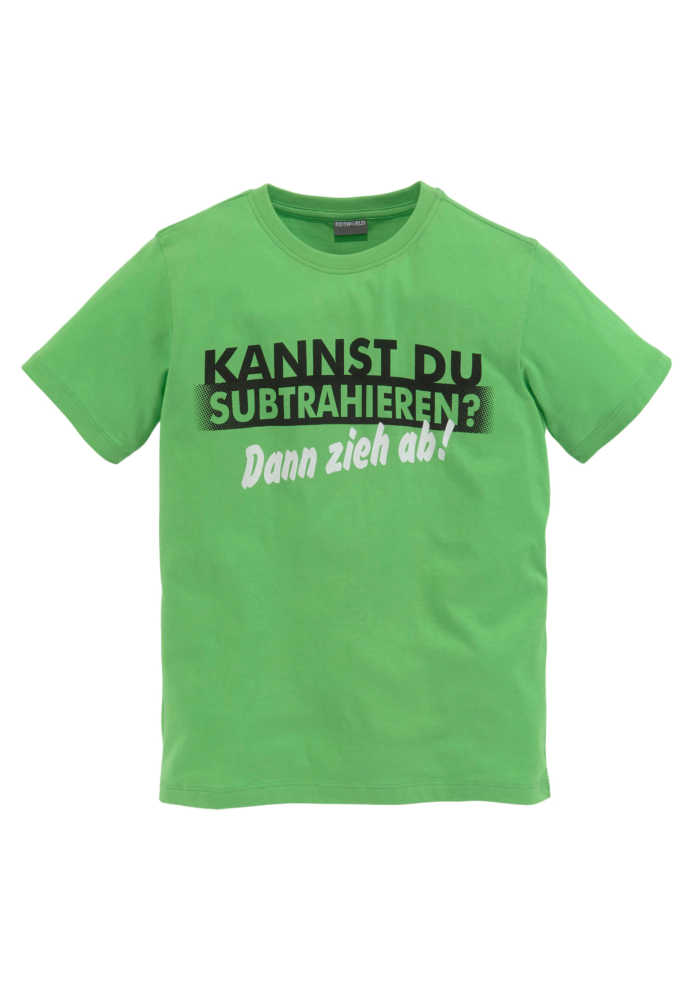 KIDSWORLD T-Shirt »KANNST DU SUBTRAHIEREN?«, Kurzarm, mit trendigem Druck, tiefer Rundhals, aus 100% Baumwolle