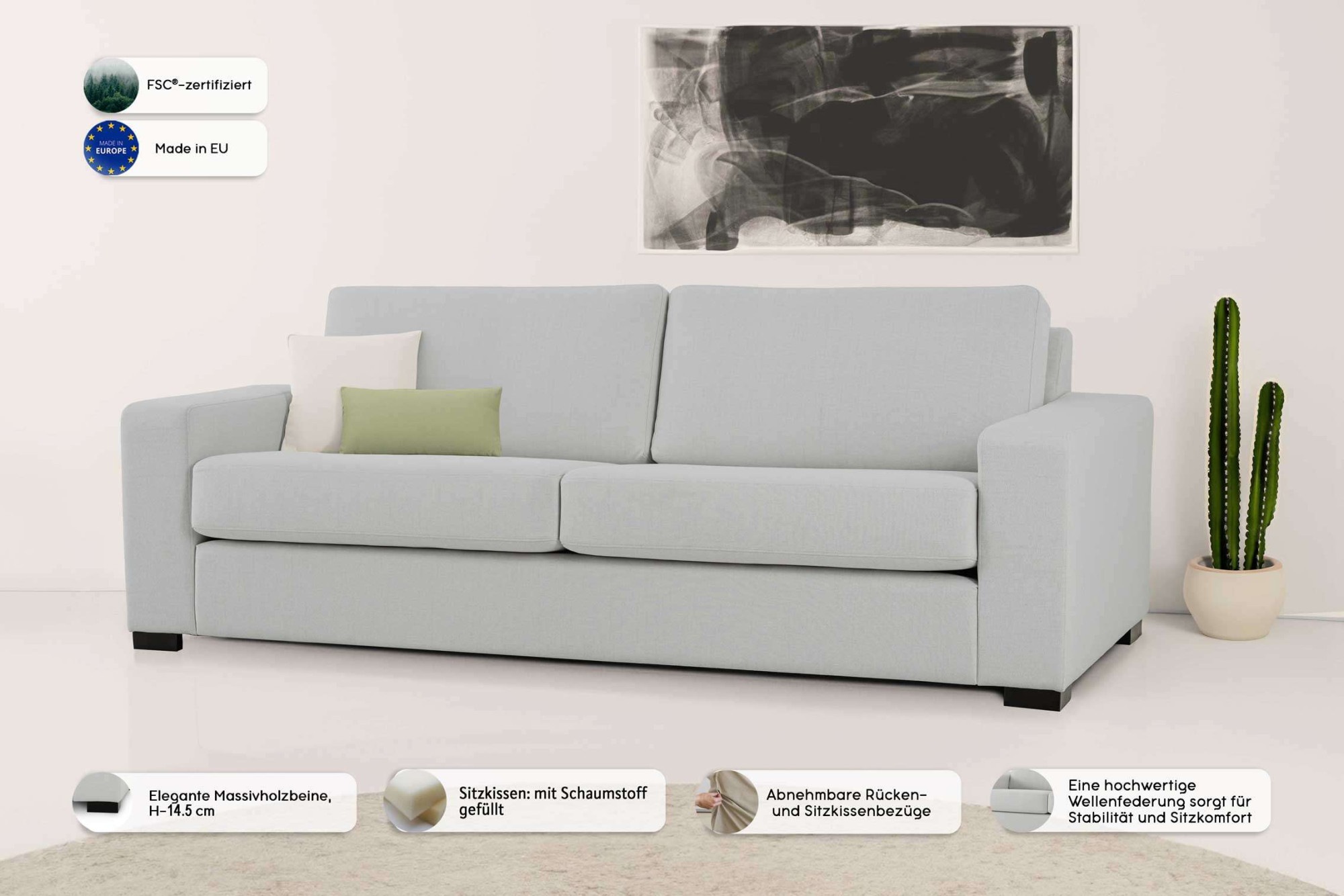 Thumbnail - Home affaire 3-Sitzer "Branwell" Breite 226 cm, Struktur fein, mit Wellenunterfederung