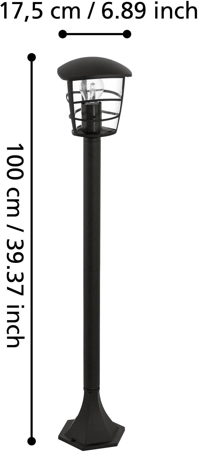 EGLO Stehlampe »Aloria Außen-Stehlampe, Außenleuchte, Aluguss und Glas, E27, IP44« E27 1 Stk. Stehleuchte - L17 x B17 x H94 cm - schwarz - 1X60W exkl.