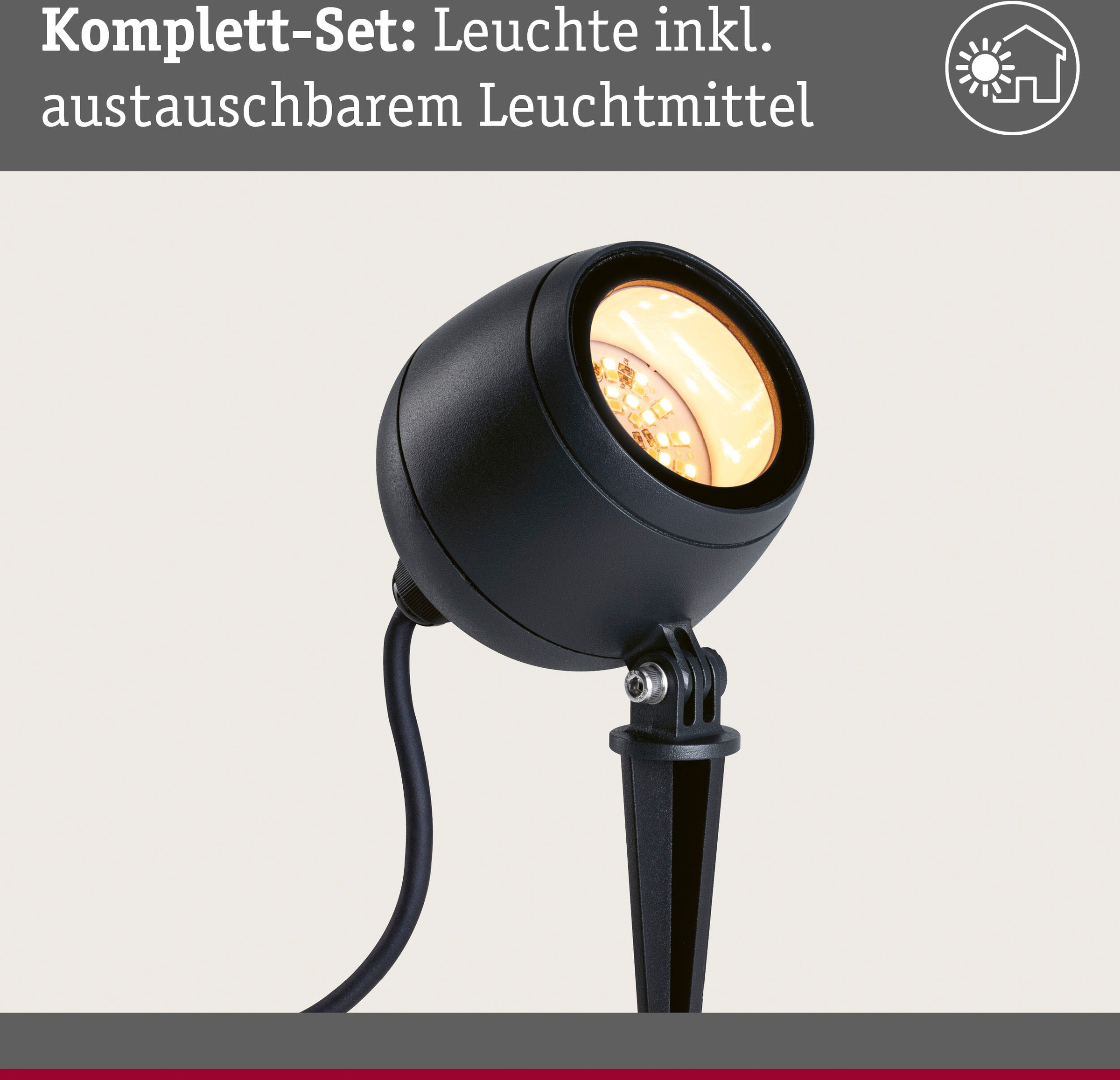 Paulmann LED Gartenleuchte »Outdoor 230V Spot Kikolo Insect friendly ZigBee«, 1 flammig-flammig, Insektenfreundlich