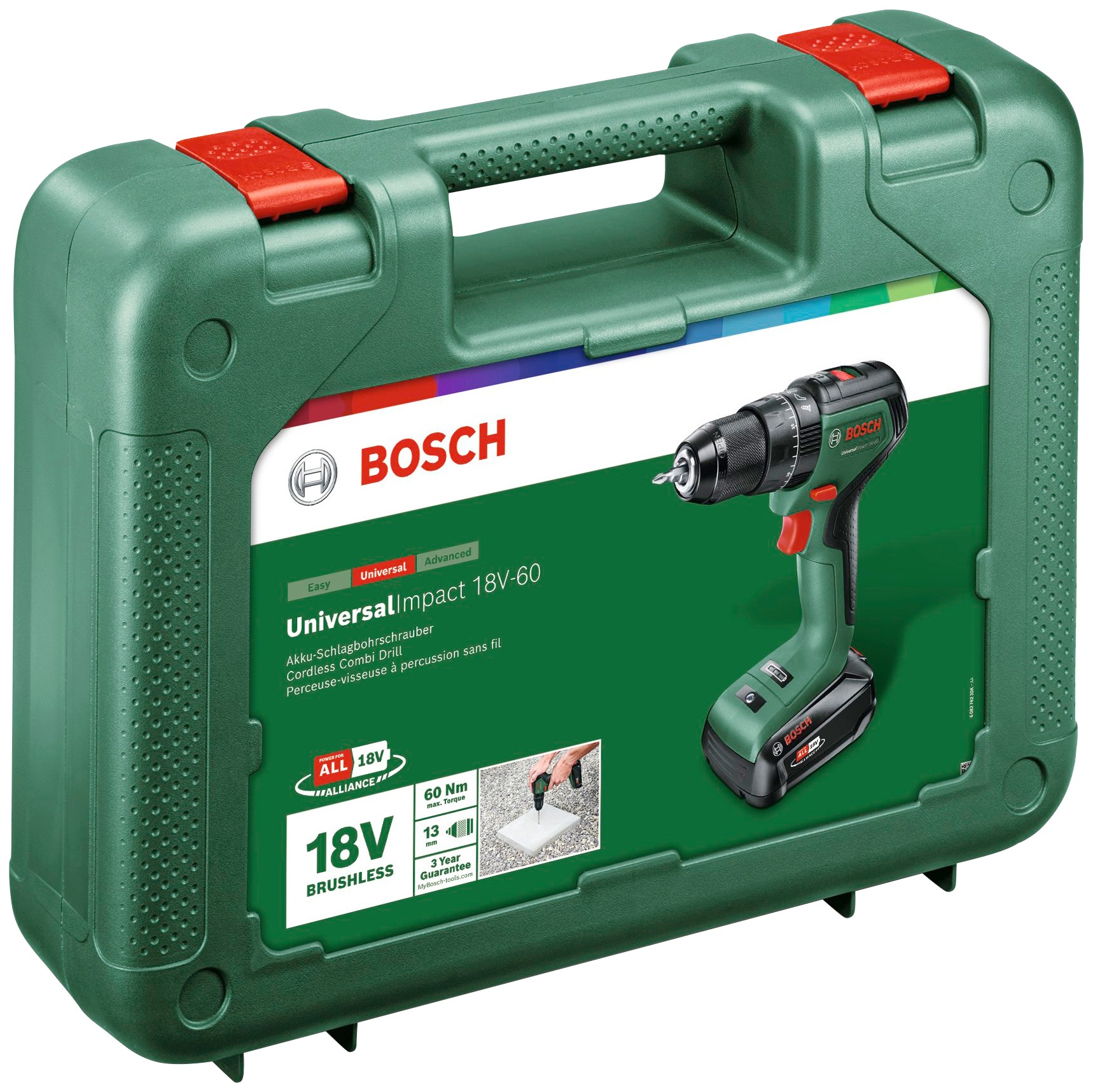 Bosch Home & Garden Akku-Schlagbohrschrauber »UniversalImpact 18V-60«, Inkl. Koffer, mit Akku 18V/2Ah und Ladegerät