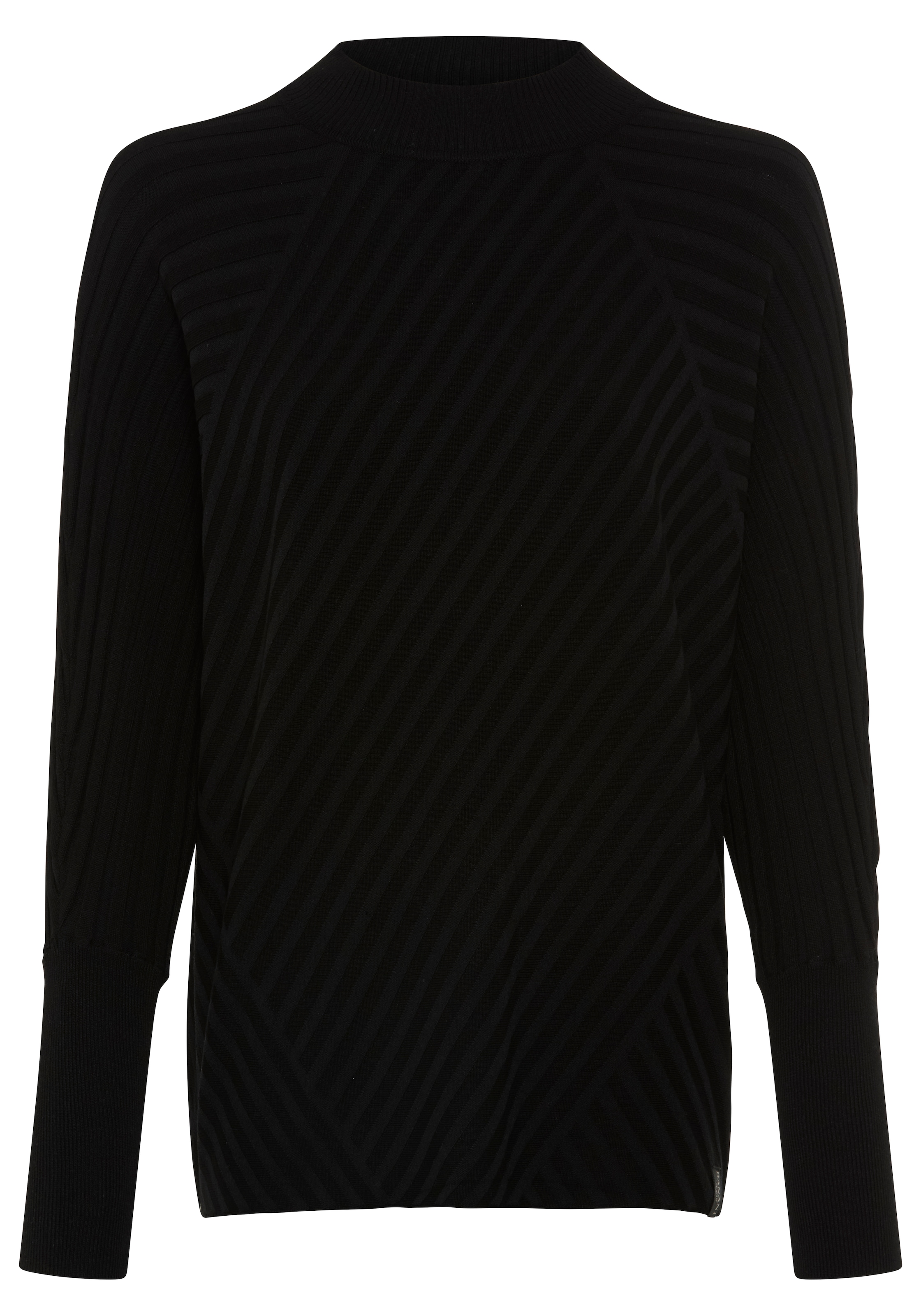 Bruno Banani Strickpullover mit Stehkragen, hüftlange Schnittform, unifarbenes Design