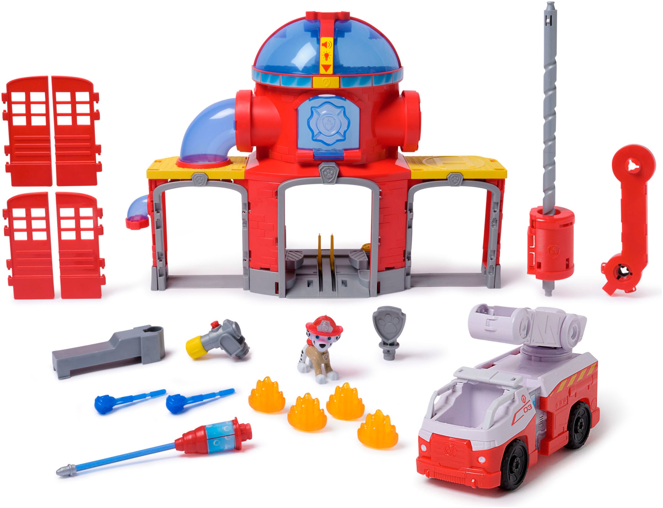 Spin Master Spiel-Feuerwehrwache »PAW Patrol Fire Rescue - Feuerwehr-Station«, inkl. Marshall und Fahrzeug; mit Licht- und Soundeffekten