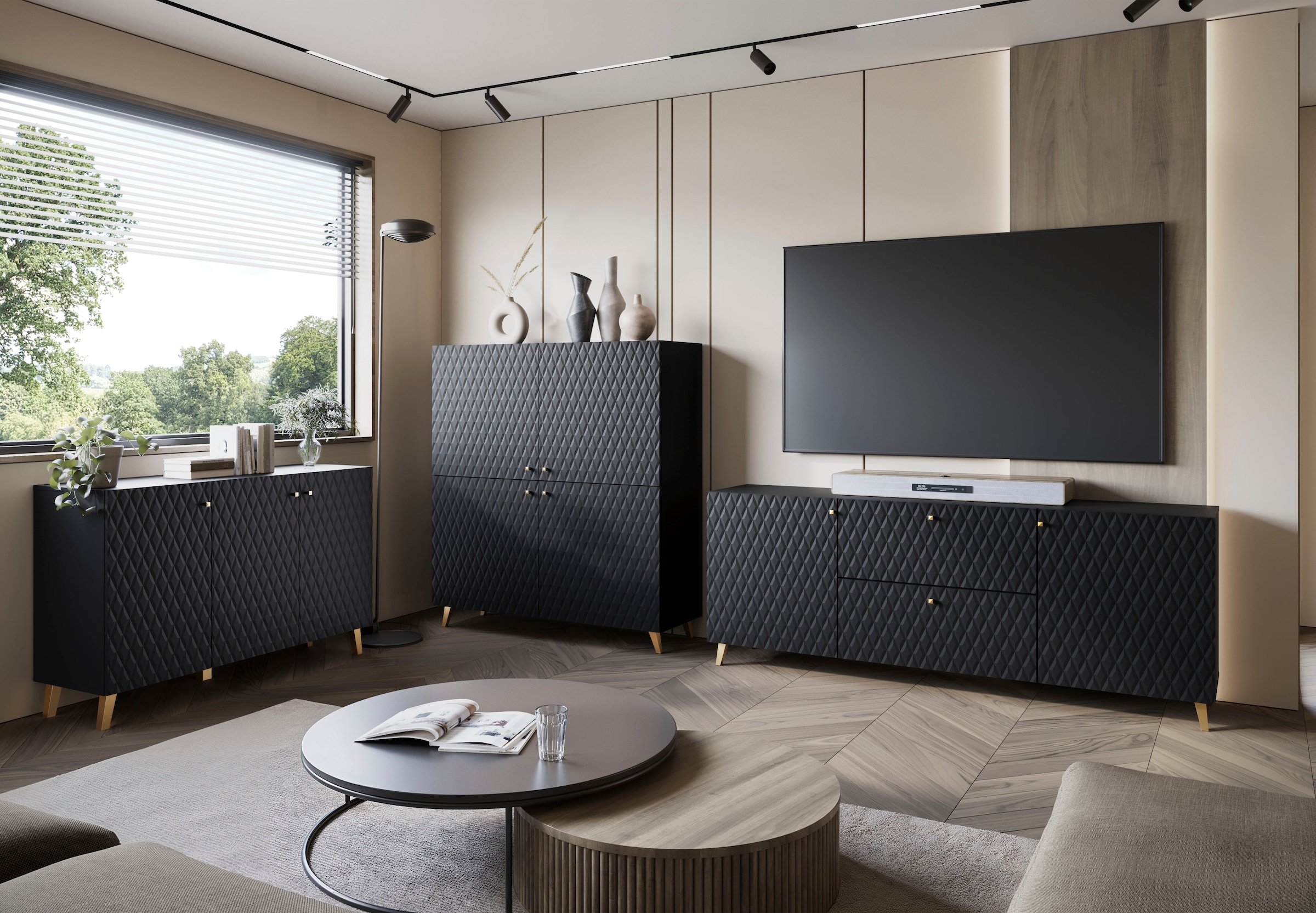 INOSIGN Lowboard »PHUKET«, TV-Board mit Strukturfront, Breite ca. 190 cm
