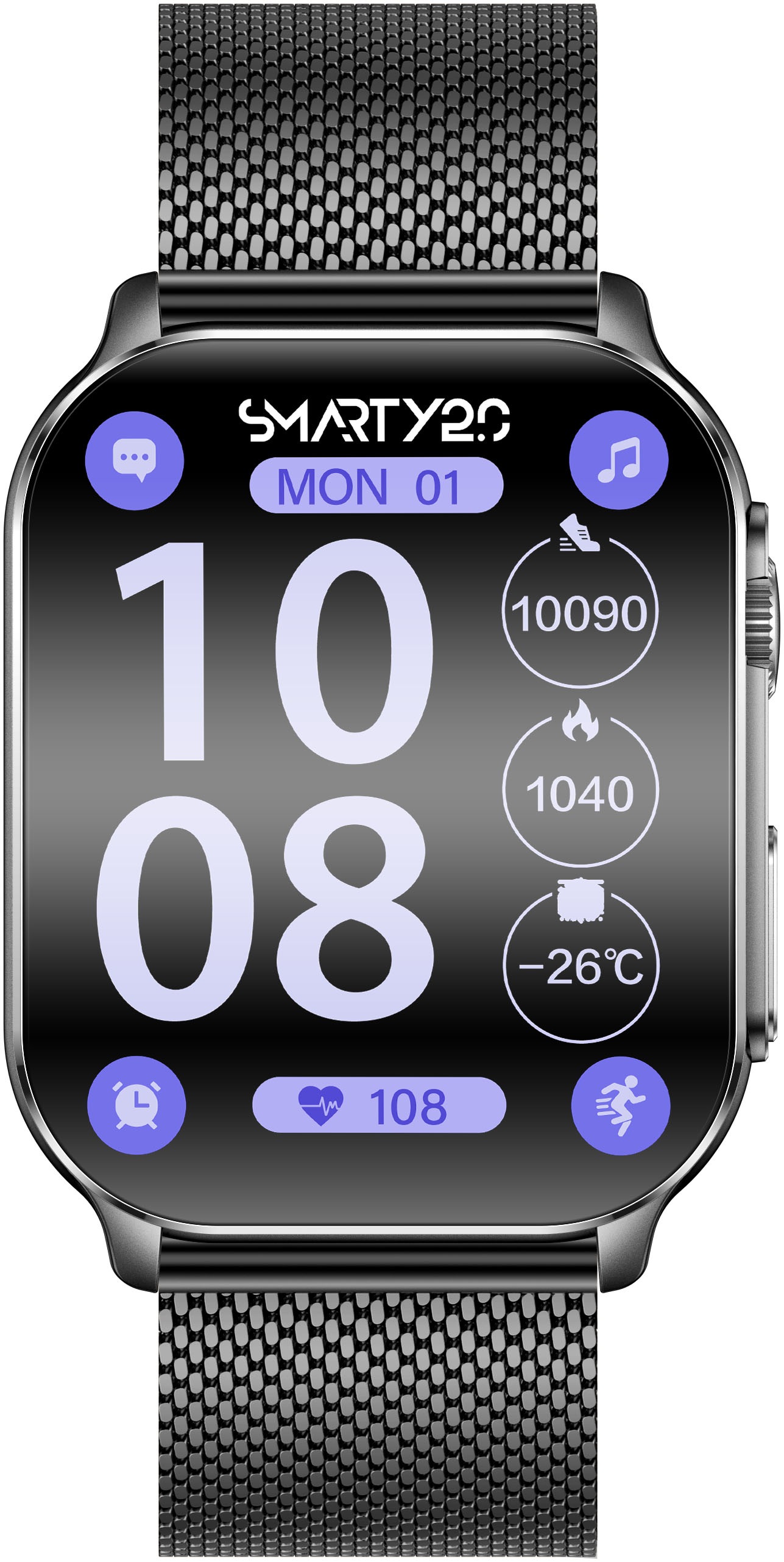 SMARTY 2.0 Smartwatch, Armbanduhr, Damenuhr, Herrenuhr, Android5.1+, Apple iOS 8.0+,)