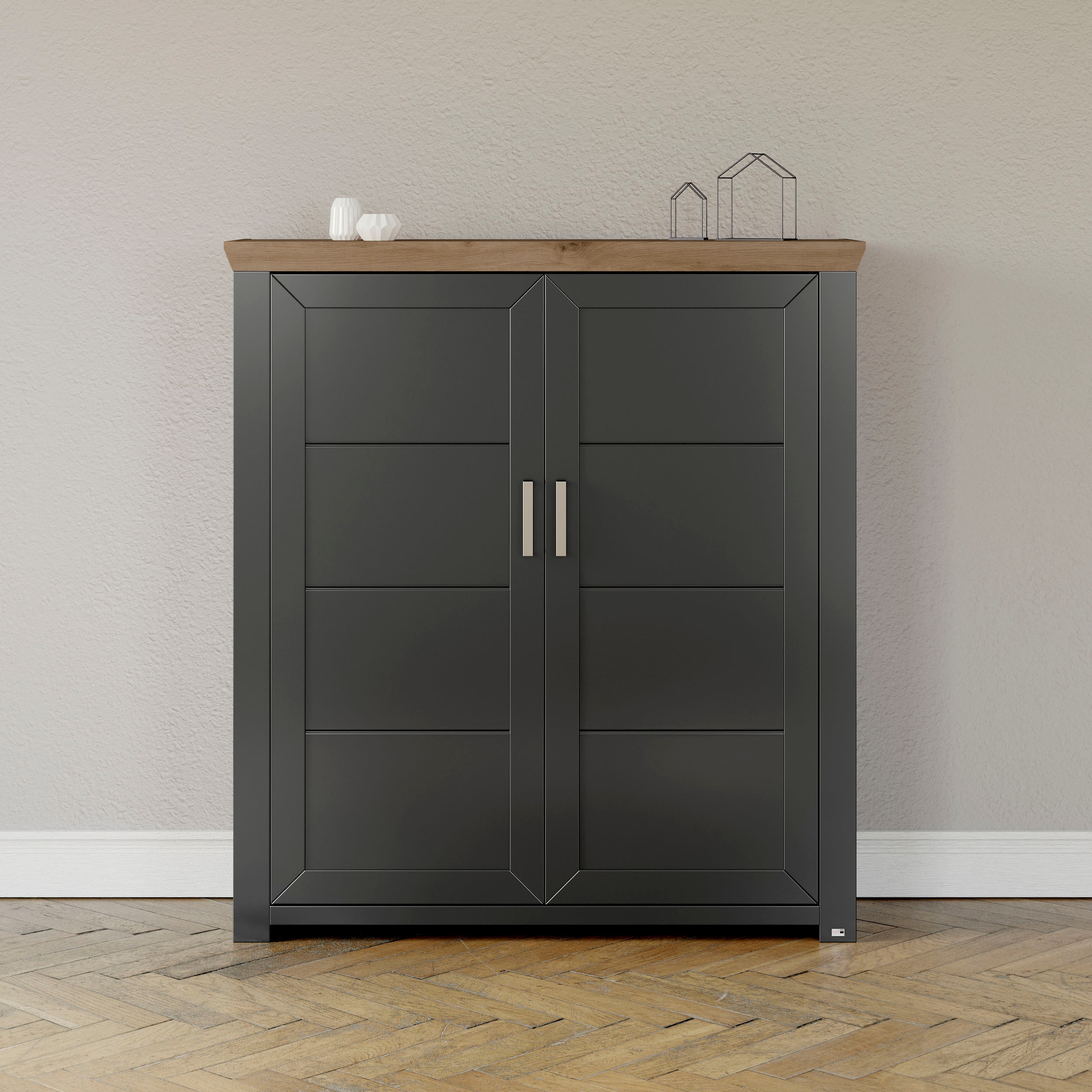 set one by Musterring Highboard "York", Typ 19, mit 3 Schubkästen und Flaschenregal, Landhausstil, B 129cm