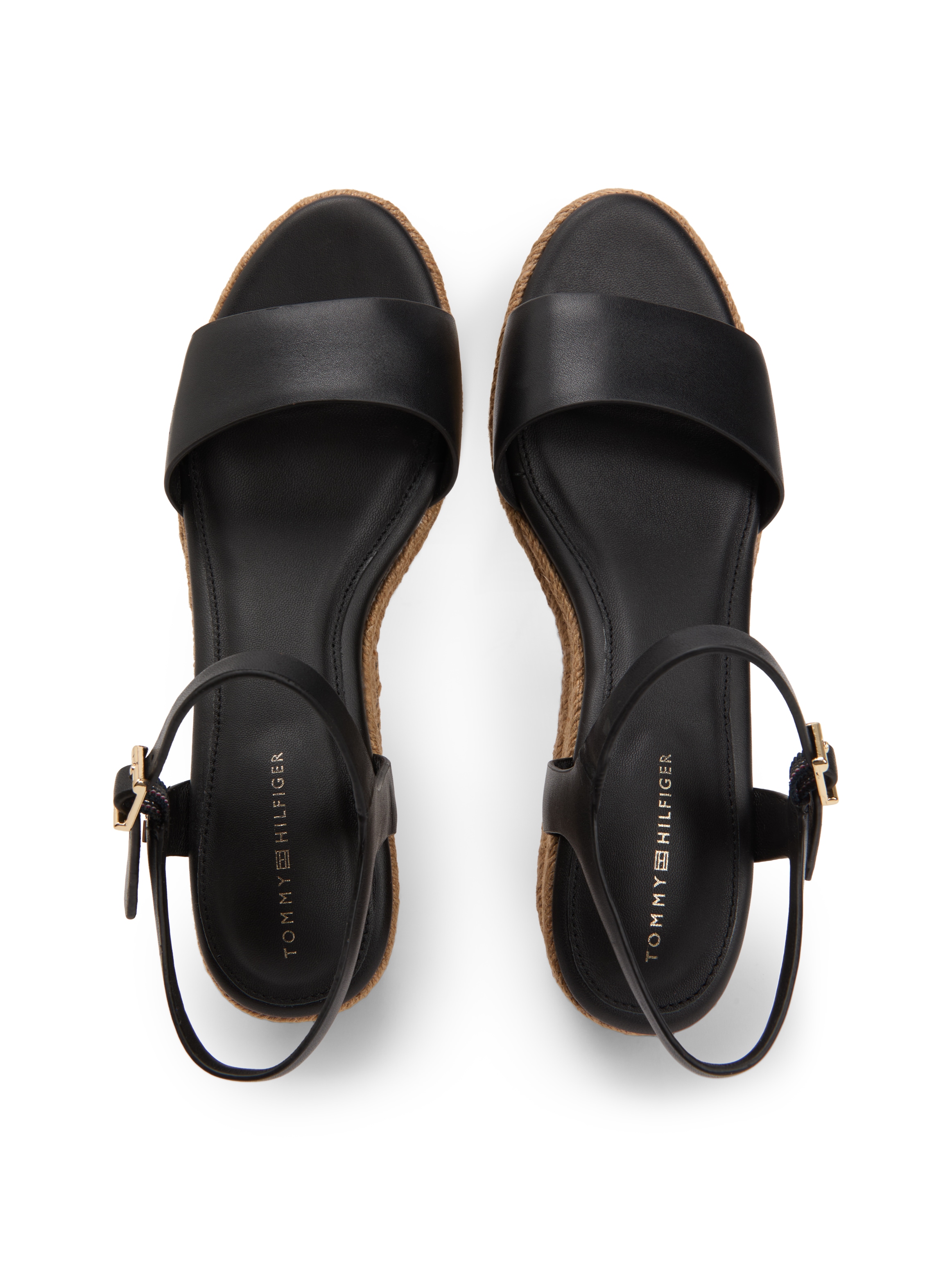 Tommy Hilfiger Keilsandalette »MID WEDGE ESPAD LEATHER«  Sommerschuh, Riemchensandale mit TH-Logoemblem