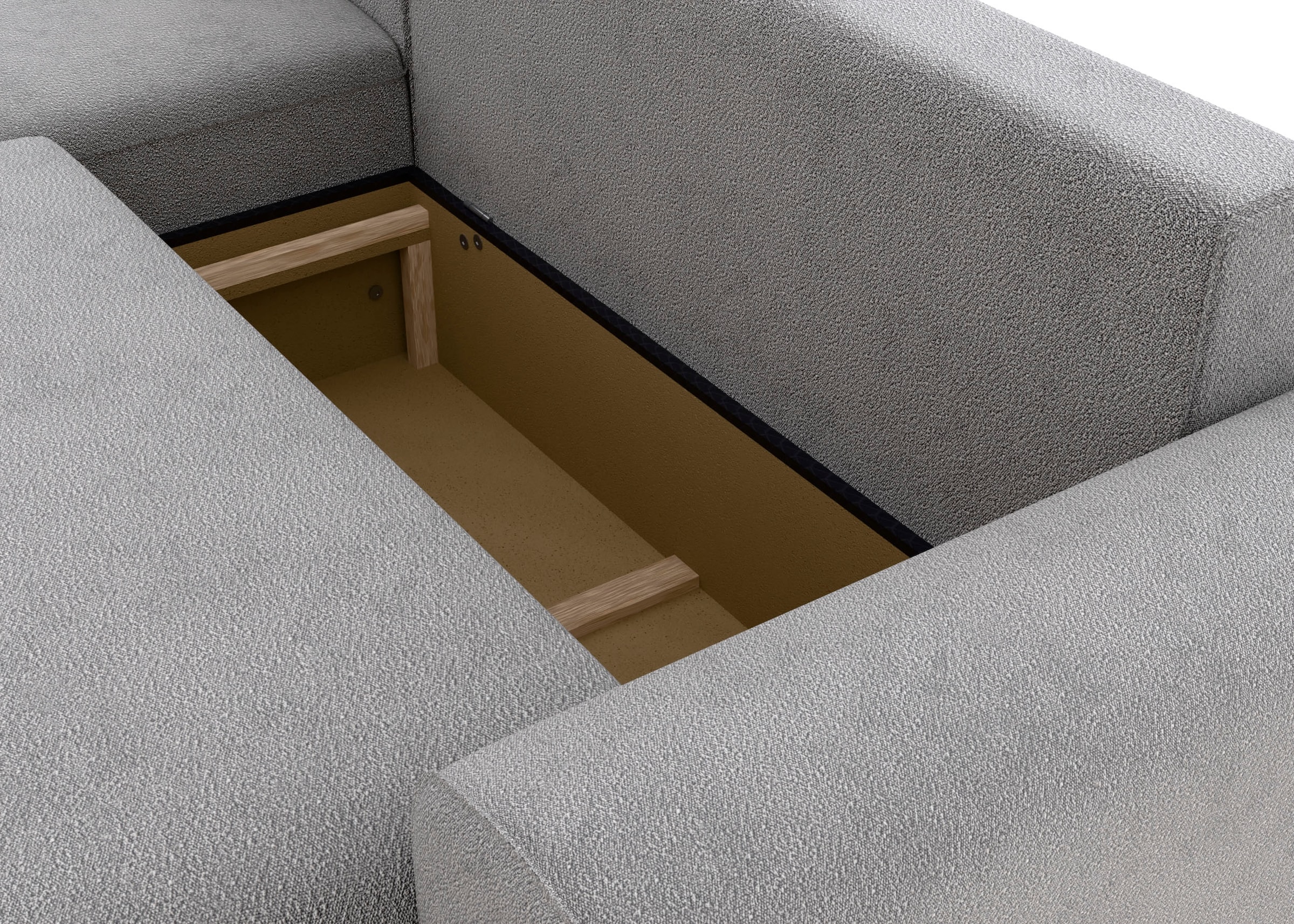 TRENDMANUFAKTUR Ecksofa »Fordon, Schlafsofa mit Bettkasten, Couch in L-Form, Breite 250 cm«, in Struktur fein LEO, haustierfreundlich, schlamm, Recamiere links