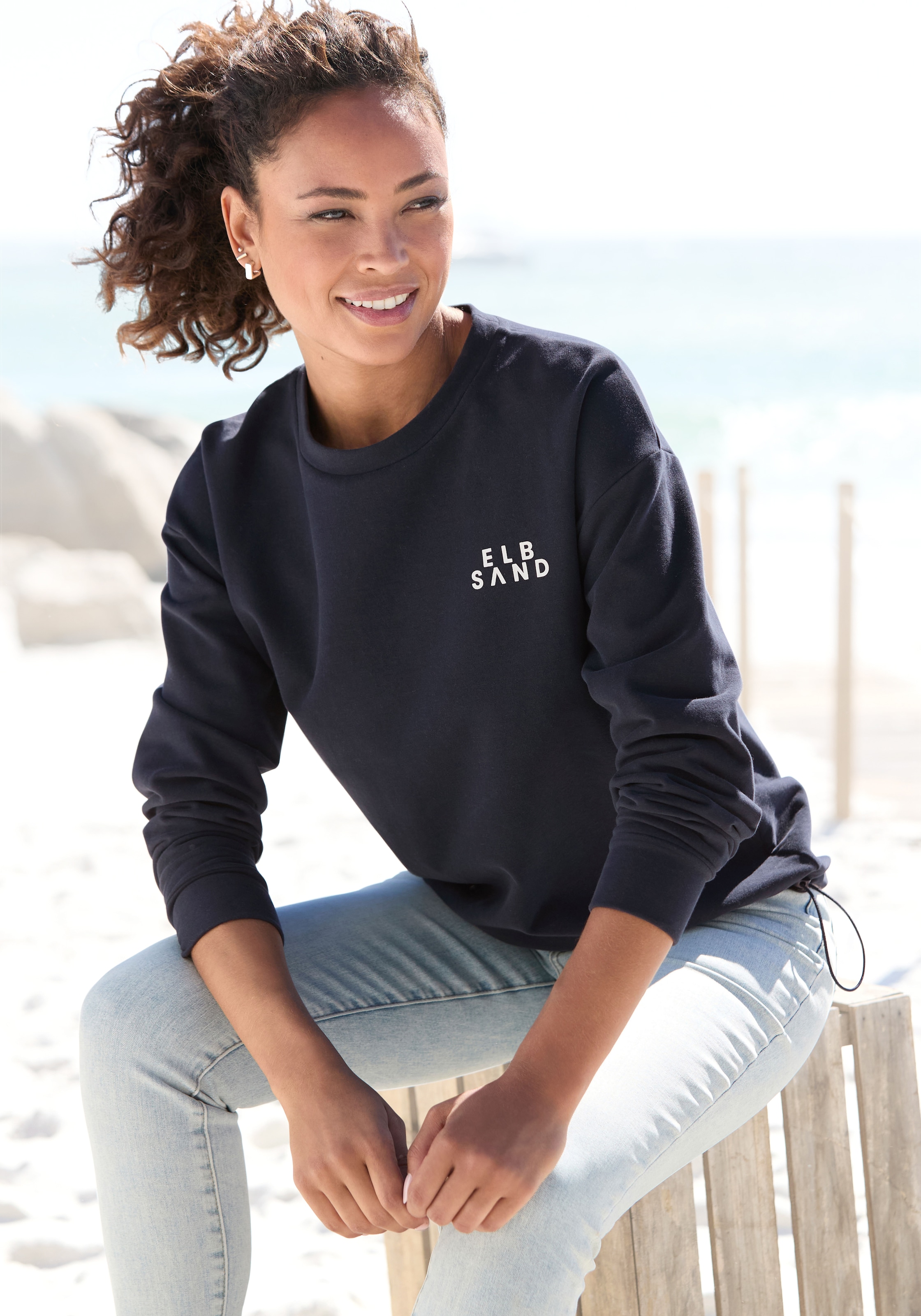 Elbsand Sweatshirt "Carisa", mit verstellbarem Gummizug am Saum, lockere Passform, casual-sportlich