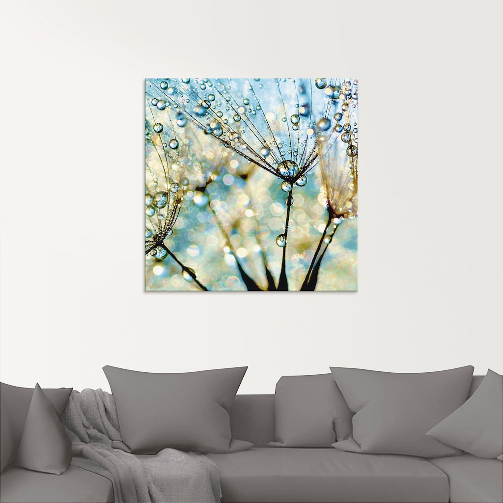 Artland Glasbild »Pusteblume Blaue Diamanten«, Blumen, (1 St.)