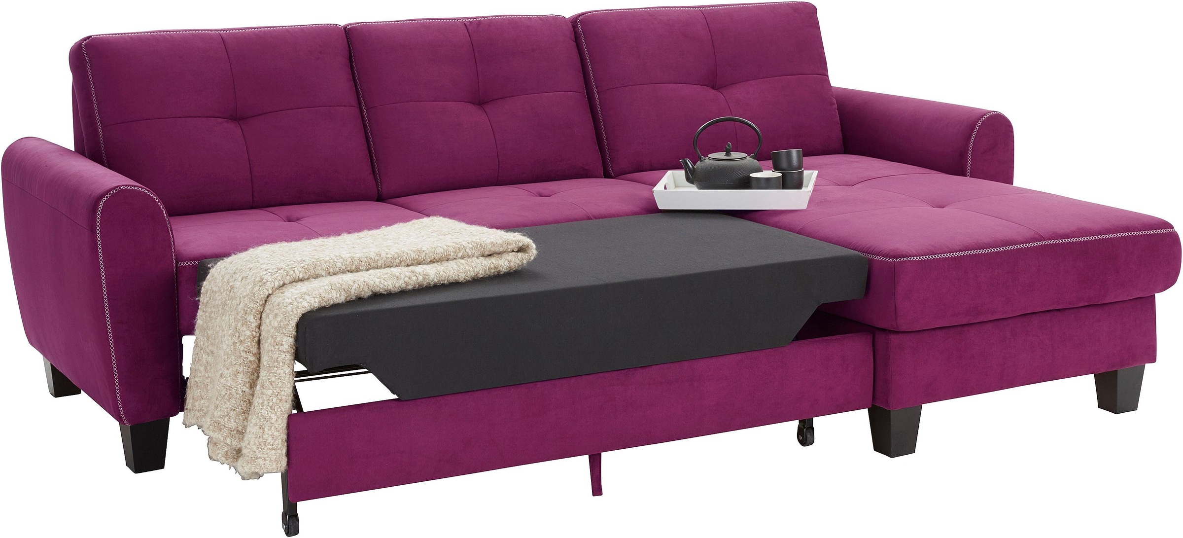 sit&more Ecksofa »Varese L-Form«, mit Federkern, wahlweise mit Bettfunktion und Stauraum