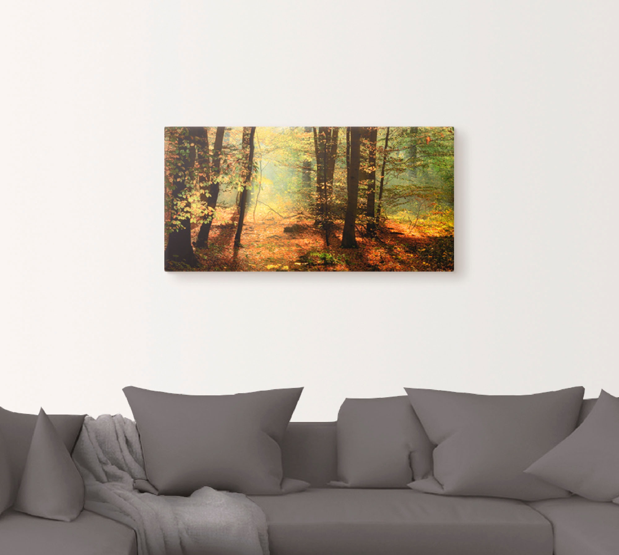 Artland Wandbild »Herbstlicht im Wald«, Wald, (1 St.), als Leinwandbild, Poster, Wandaufkleber in verschied. Größen