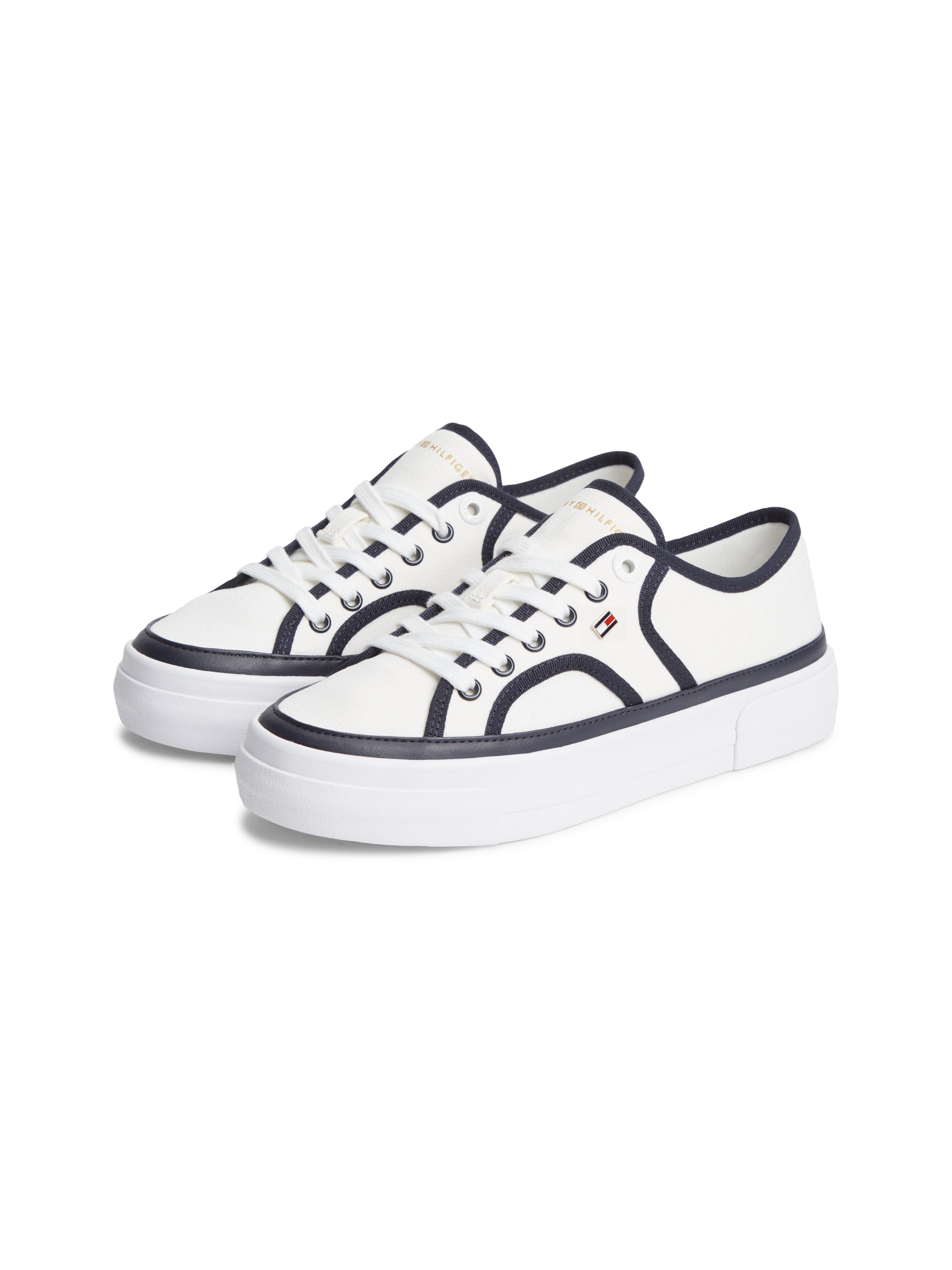 Tommy Hilfiger Plateausneaker "PLATFORM VULC SNEAKER PIPING" Freizeitschuh, Halbschuh, Schnürschuh mit Kontrast-Paspellierung