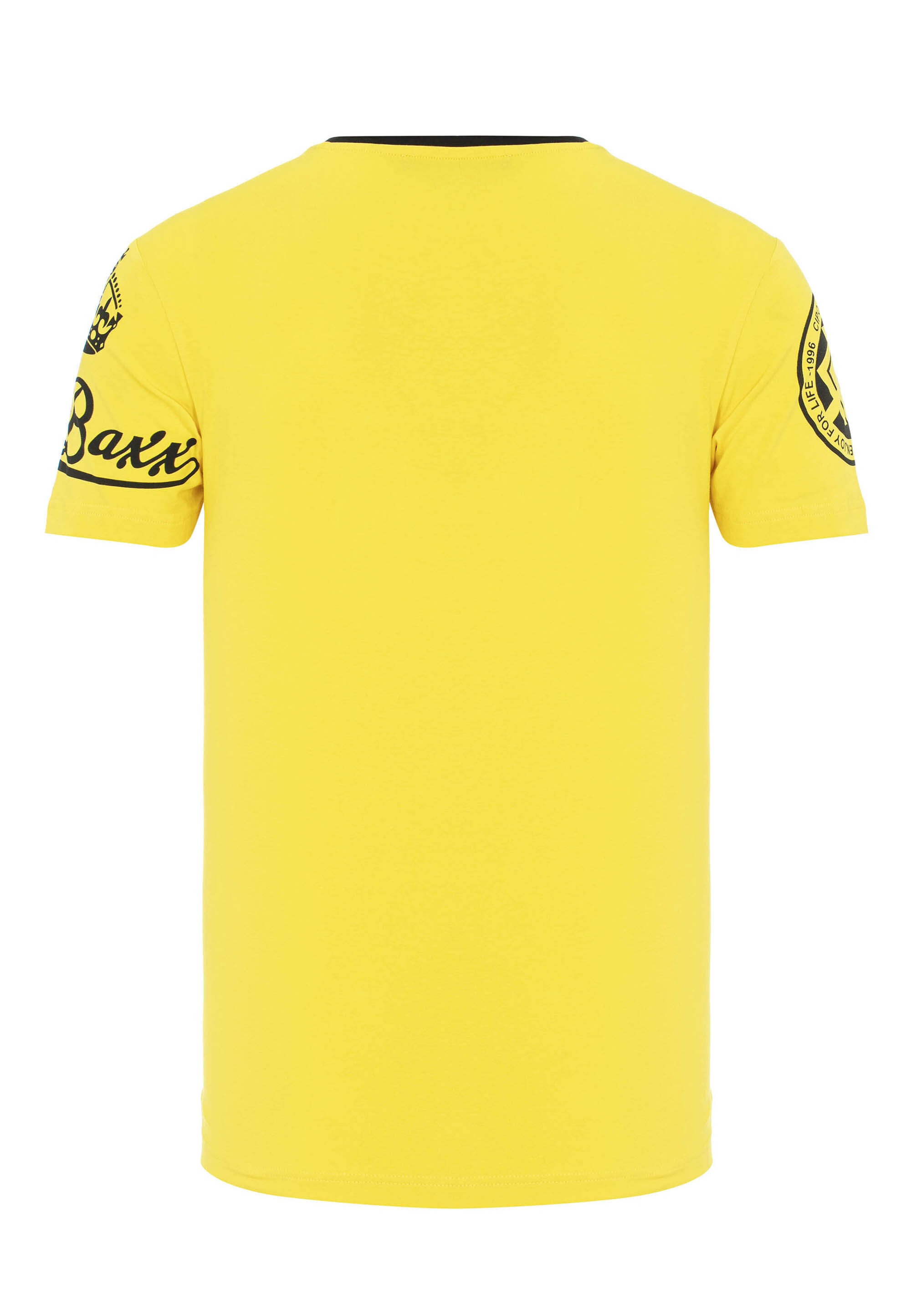 T-Shirt CIPO & BAXX "T-Shirt", Damen, Gr. L, gelb, 95% Baumwolle, 5% Elasthan, bedruckt, regular fit, V-Ausschnitt, Shirts T-Shirt, mit großem Print auf der Front ein Highlight 3