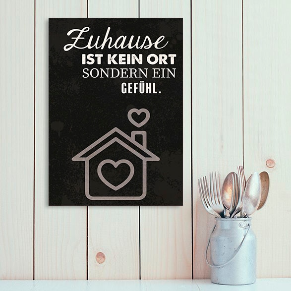 queence Metallbild "Zuhause", Schriftzüge-Schriftzug-Sprüche-Sprüche & Text günstig online kaufen