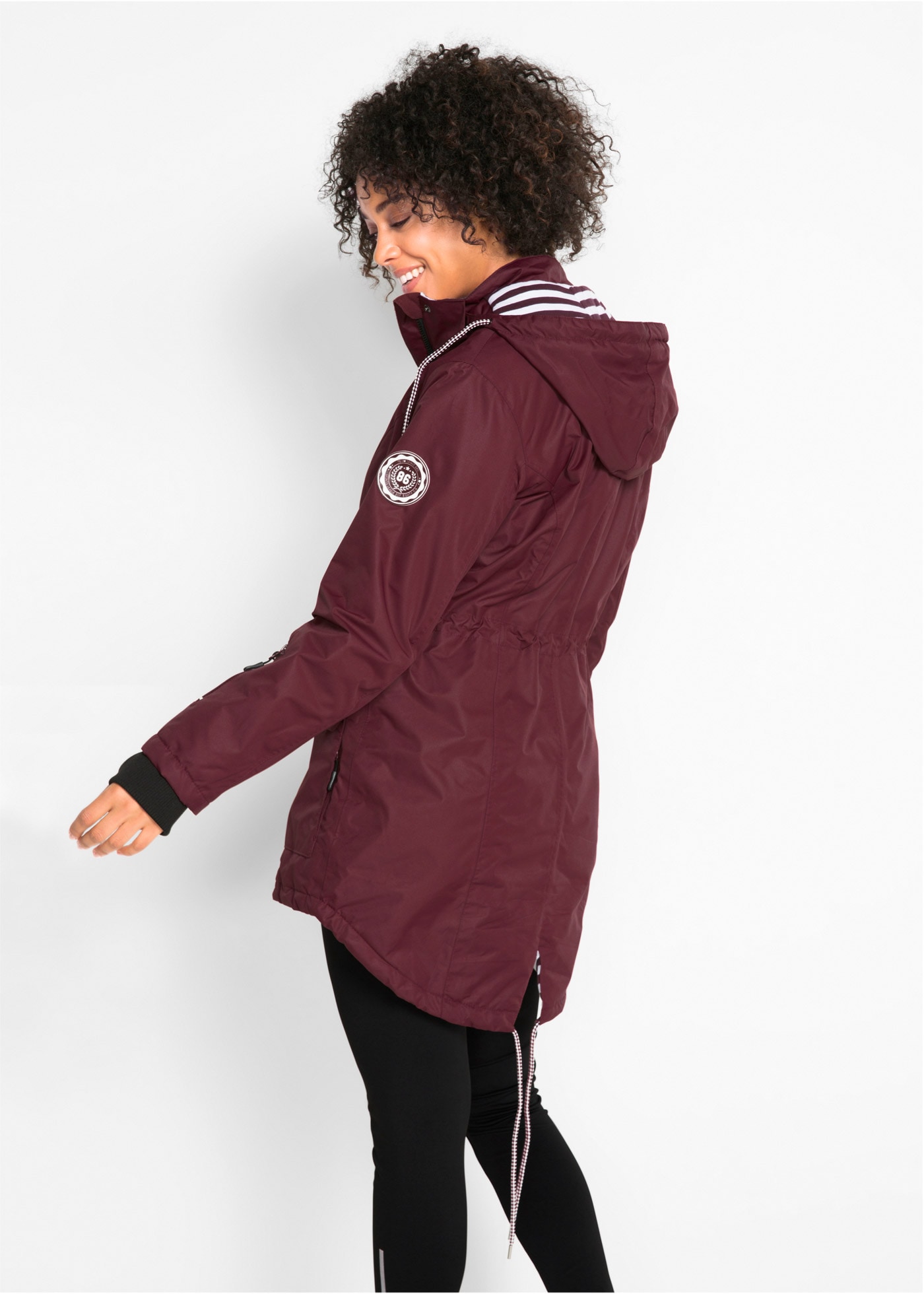 bonprix Funktionsjacke mit Kapuze Parka-Form, hinten länger, 2-Wege-Reißverschluß