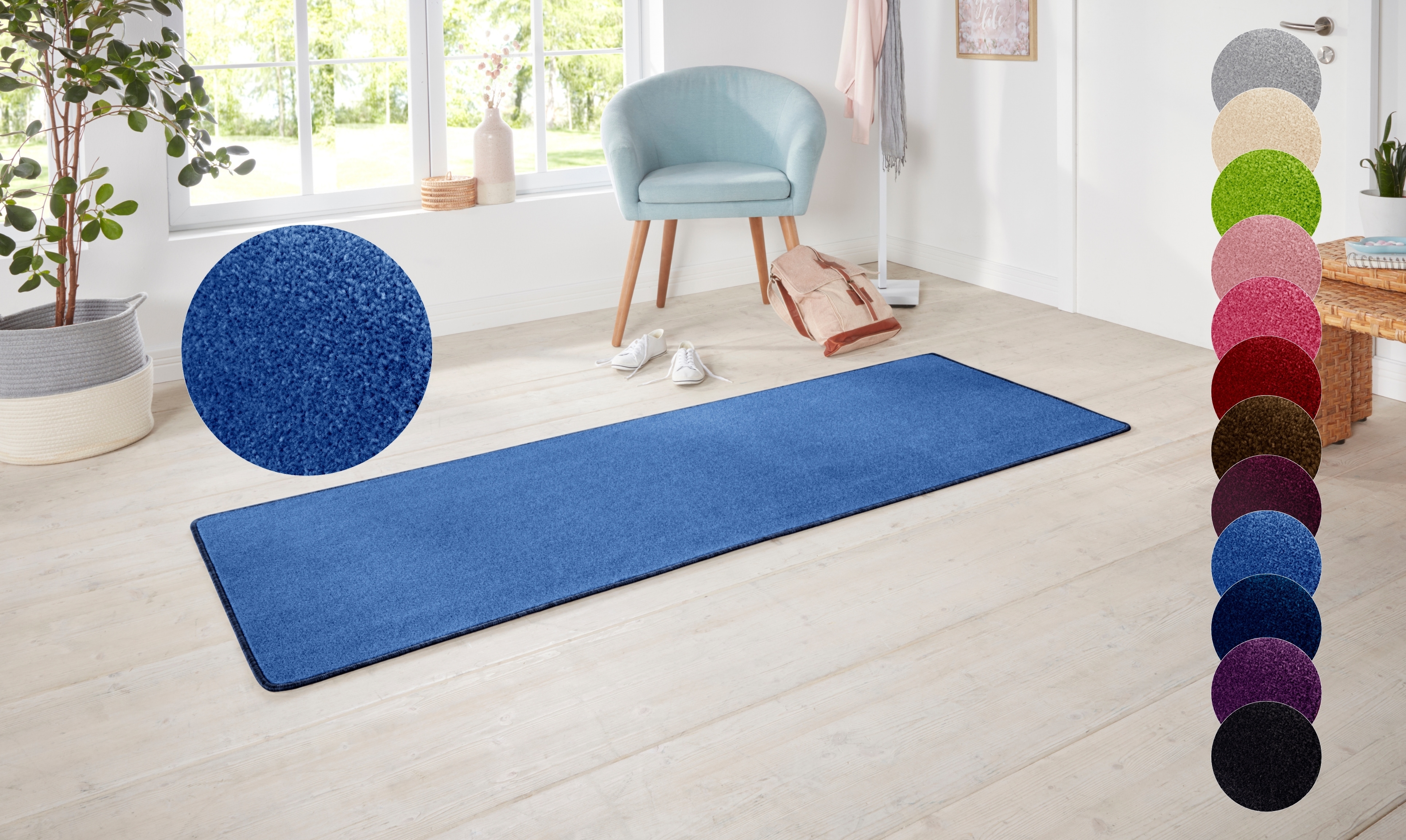 HANSE Home 1100000002199 "Shashi" rechteckig 8,5 mm Höhe Kurzflor, Unifarben, Läufer, weich, Esszimmer, Kinderzimmer, Flur