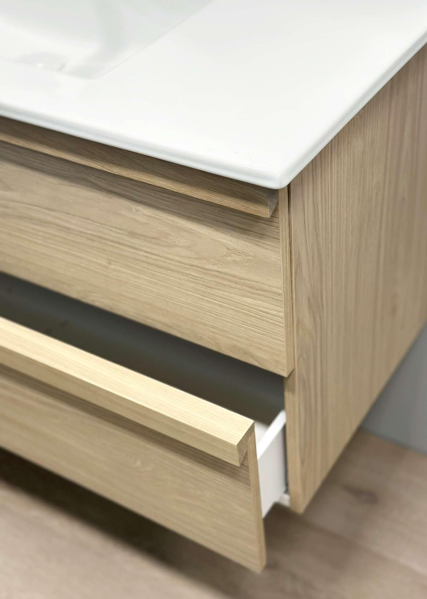 welltime Waschtisch »Pure Badmöbel Set Waschbecken mit Unterschrank«, in verschiedenen Breiten, 2 Schubladen, mit Soft-Close-Funktion, FSC®