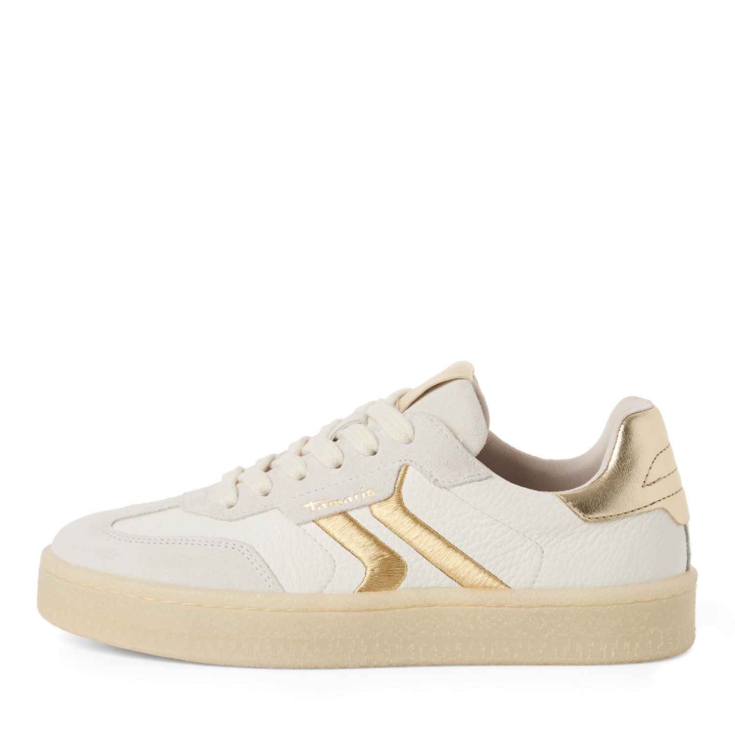 Tamaris Women's White Leather Golden Stripes Trainers Sneaker Shoes multi EU 37 female 3