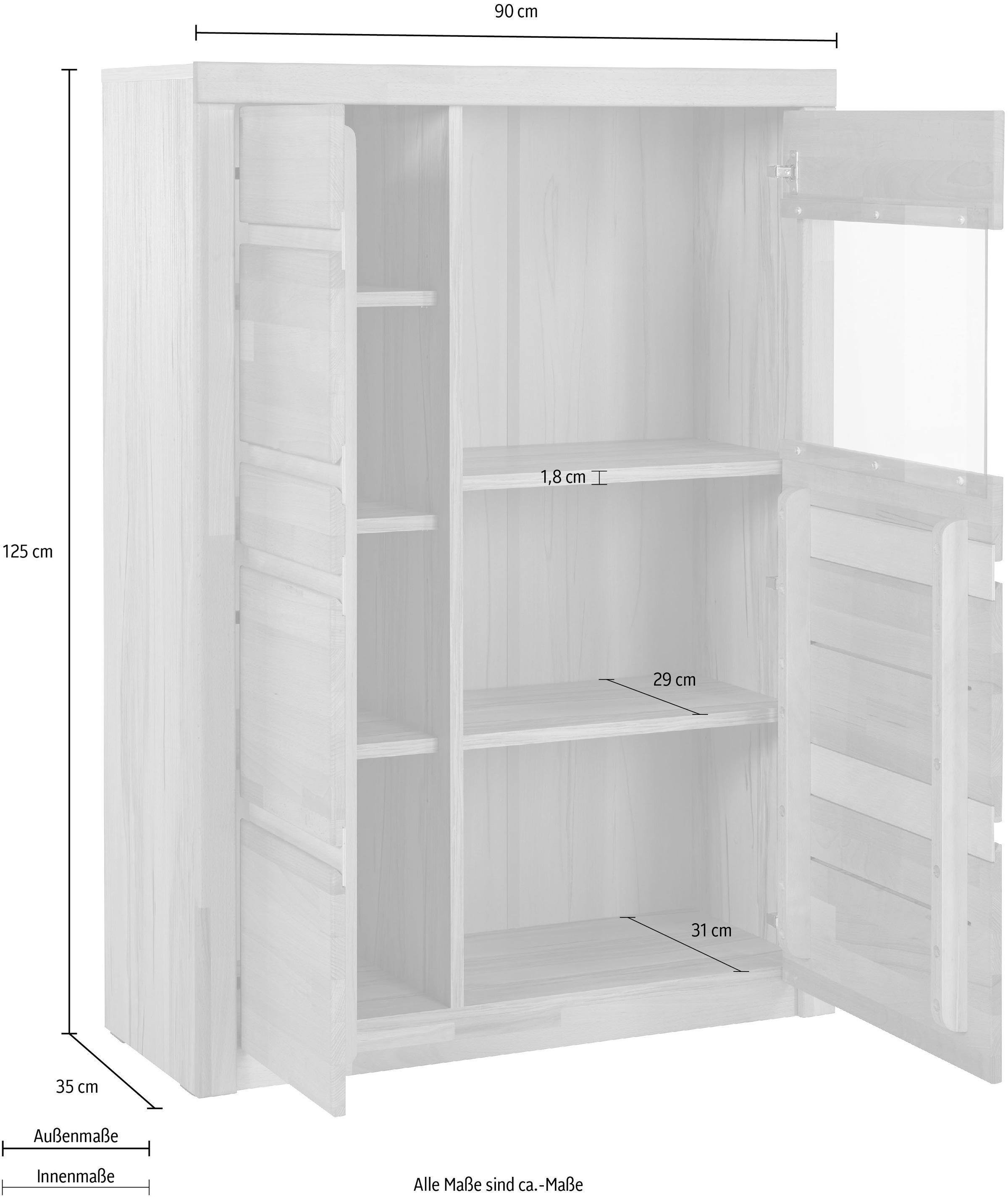 Highboard »Silkeborg«, Breite 90 cm | Türen BAUR mit Glaseinsatz