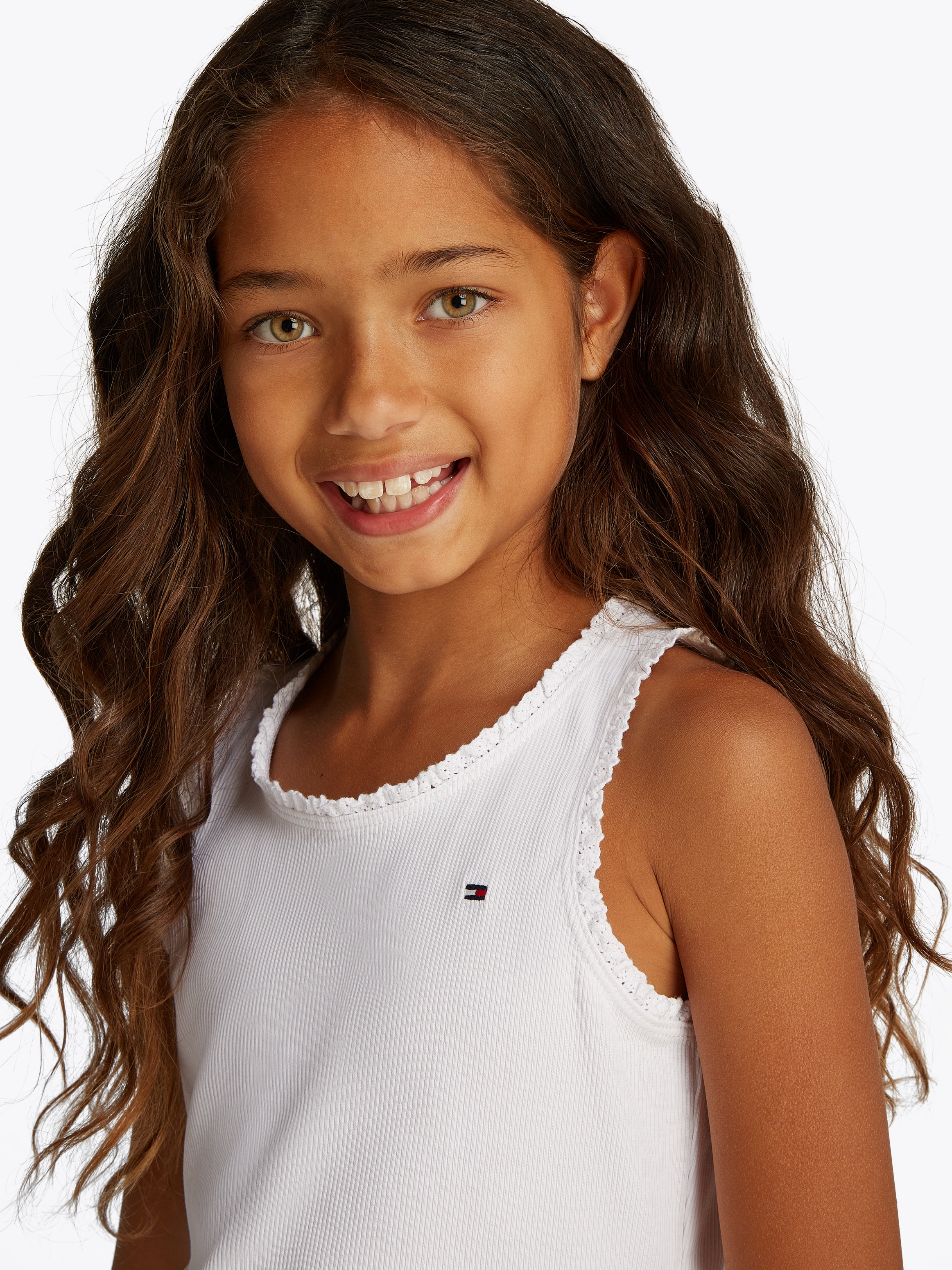 Tommy Hilfiger Tanktop »ESSENTIAL RIB LACE TANK TOP«, mit Spitze, mit Logostickerei
