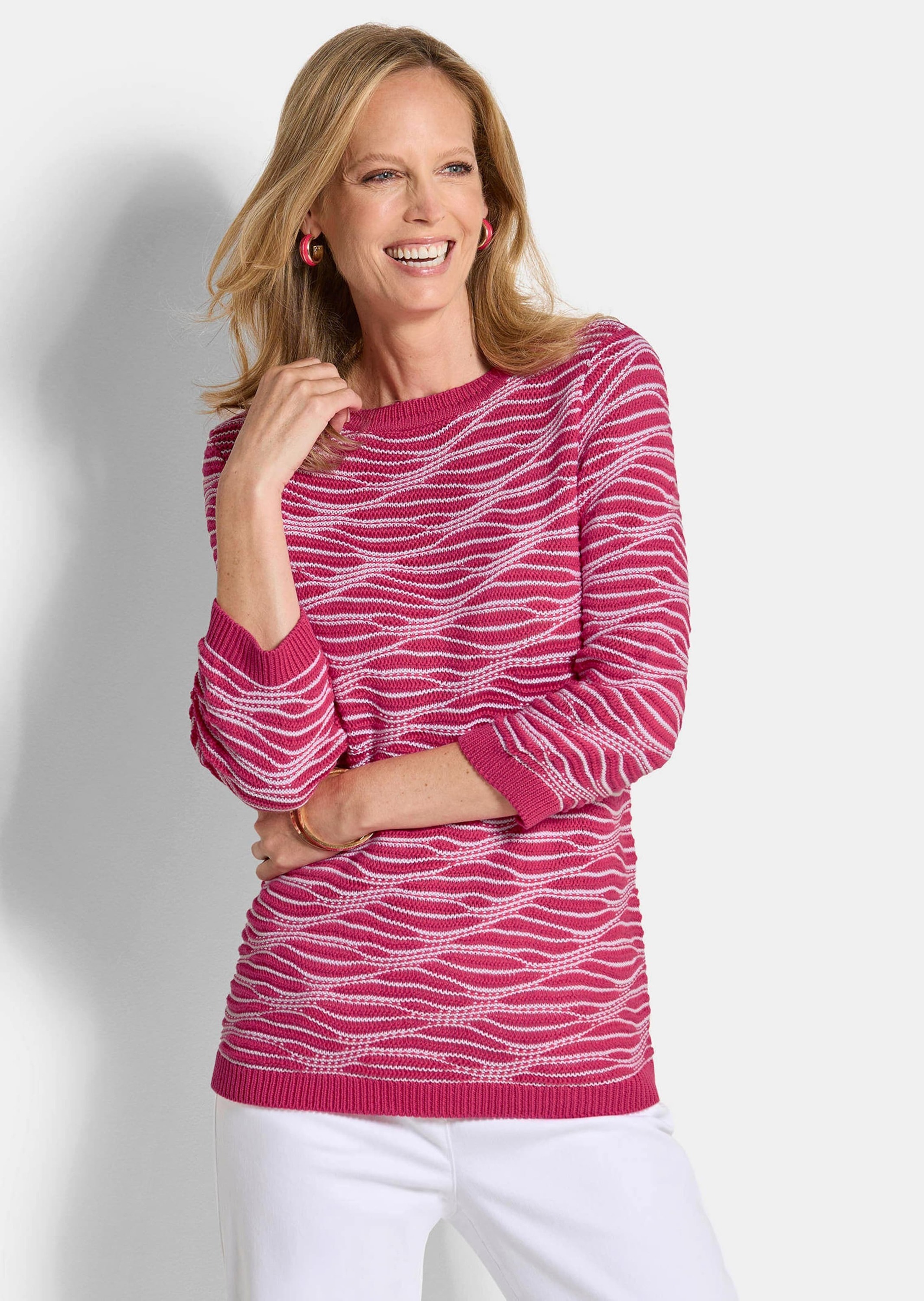 Thumbnail - GOLDNER Rundhalspullover "Baumwollpullover mit Wellenstruktur" modischer Wellenstrick