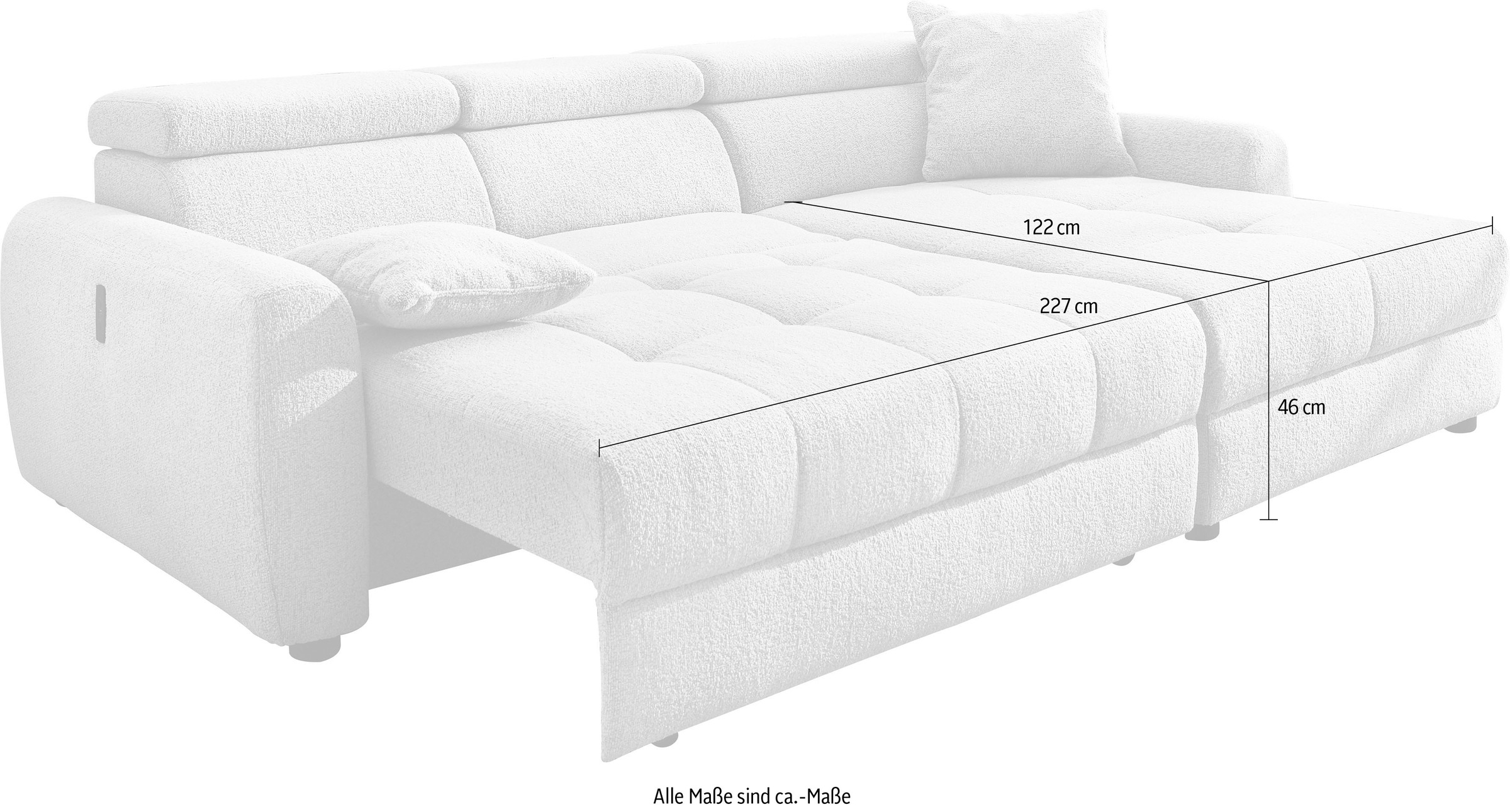 Jockenhöfer Gruppe Ecksofa »Move, L-Form, B: 270cm, mit 60 cm elektr. Sitztiefenverstellung« 140kg Belastbarkeit je Sitz, verstellbaren Kopfstützen & Zierkissen