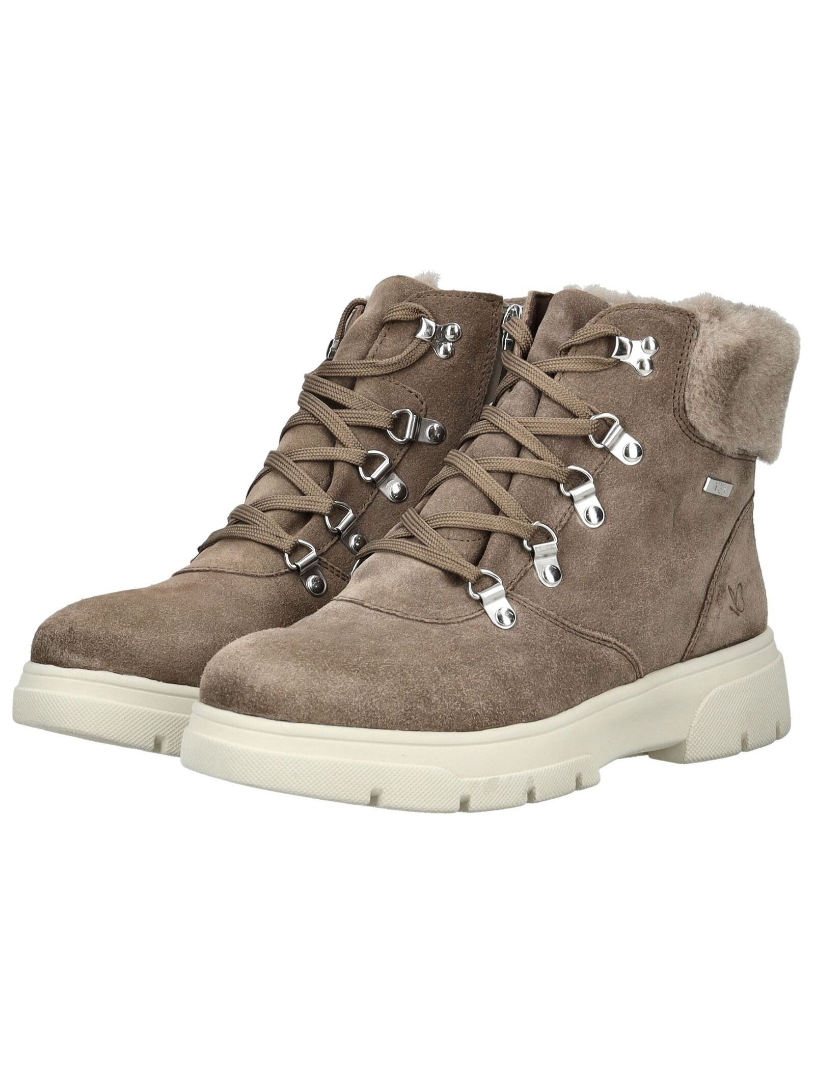 Schnürstiefelette CAPRICE "Caprice Stiefelette Leder/Textil", Damen, Gr. 38, taupe, Leder, Textil, Schuhe Schnürstiefelette 3
