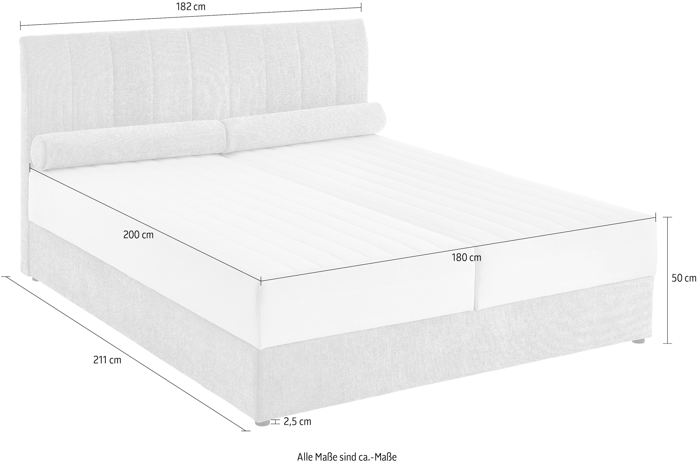 ATLANTIC home collection Boxbett »ALISIA«, mit Taschenfederkern, Bettkasten und Kissenrolle im Originalbezug