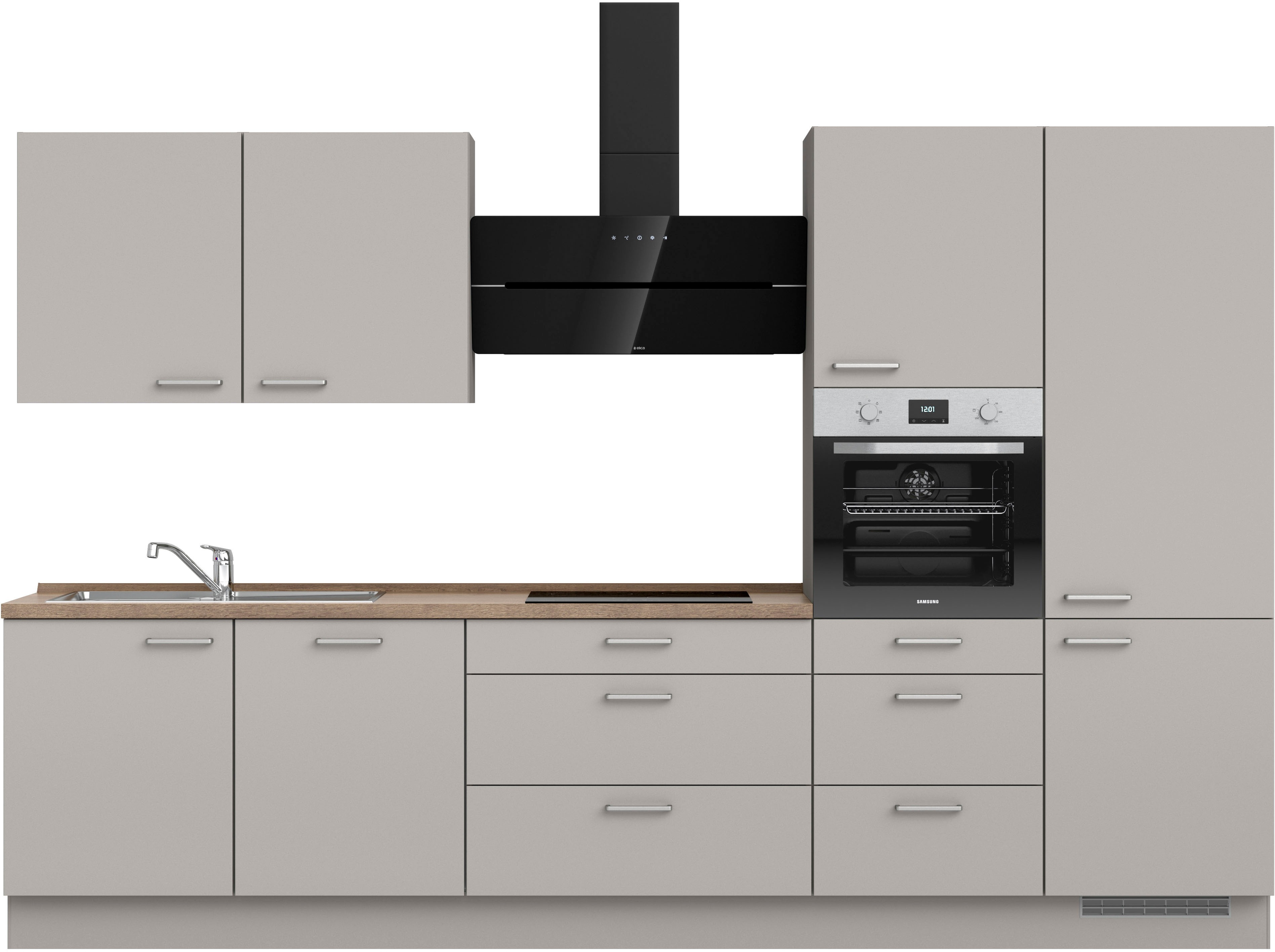 nobilia Küchenzeile ""Touch II", NEU: individuell anpassbar mit gratis Profi-Beratung" vormontiert, Breite 330 cm, Ausrichtung wählbar, wahlw. mit E-Geräten
