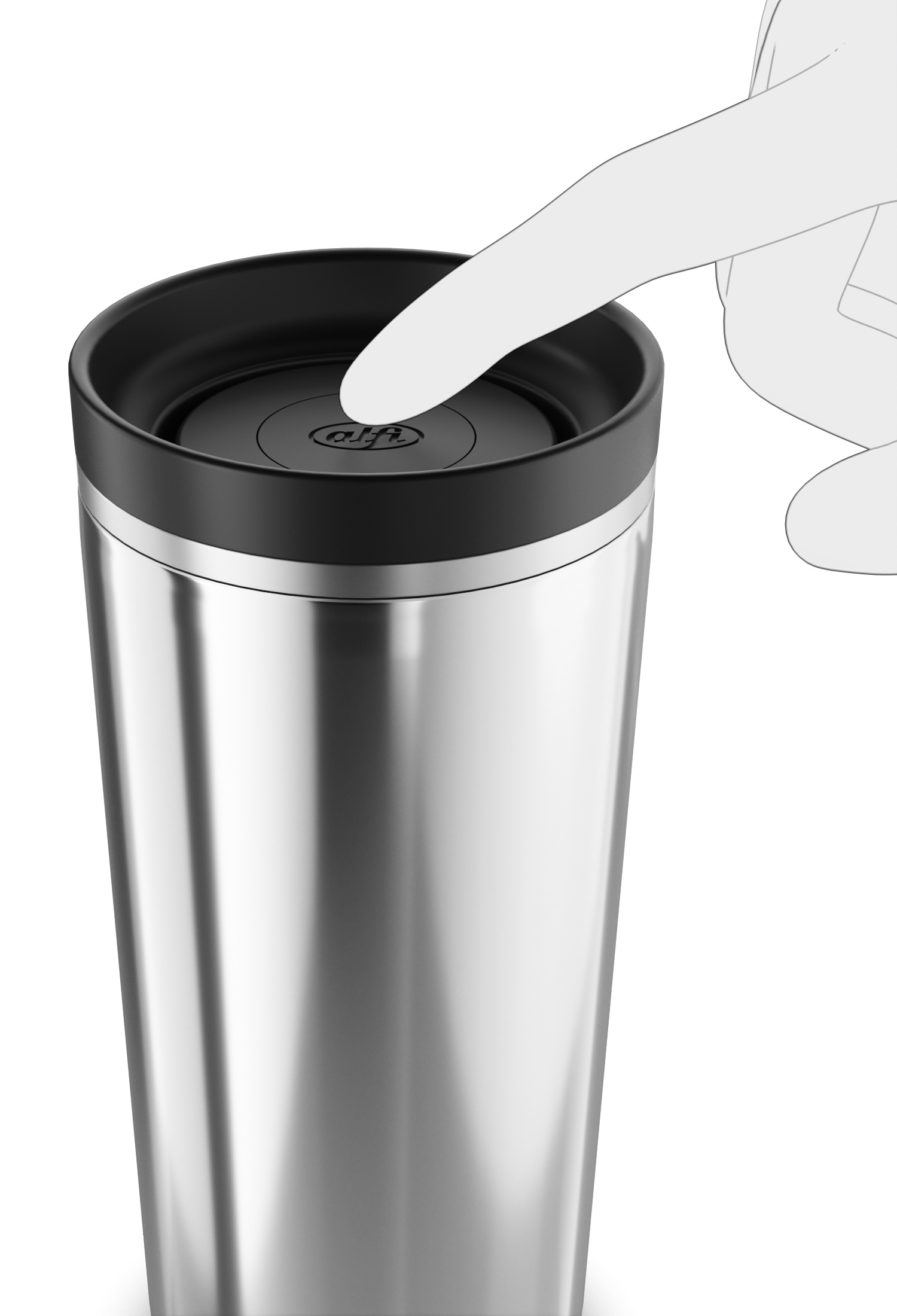 Alfi Thermobecher »ISO COFFEE MUG PRO, absolut dicht, spülmaschinenfest«, (1 tlg.), 0,38l, 6h heiß & 12h kalt, mit Druckknopf & Teebeutel-Aufhänger
